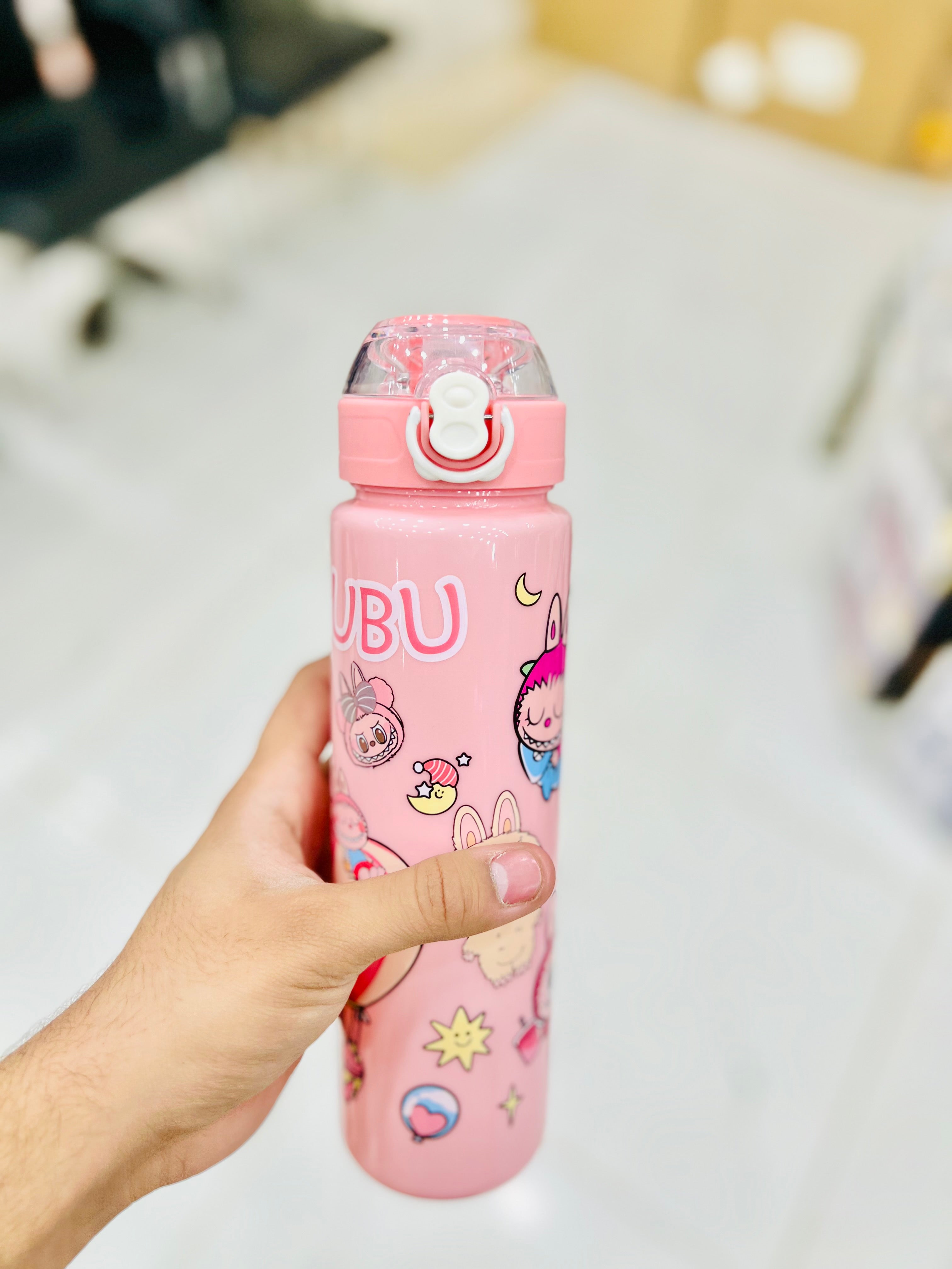 Labubu Character Kids Water Bottle ( Light Pink )