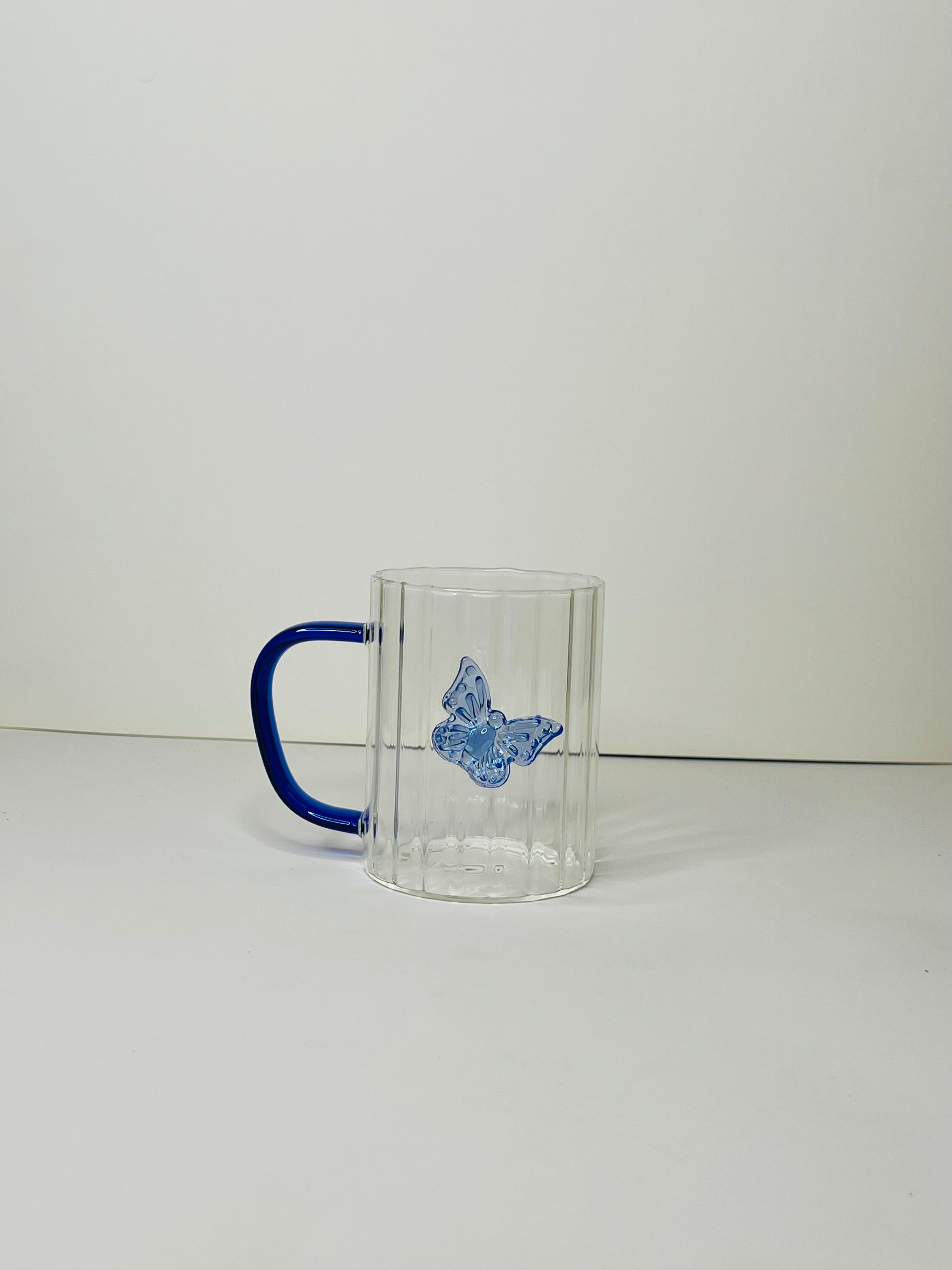 Borosilicate Glass Mug With 3D Butterfly Charm