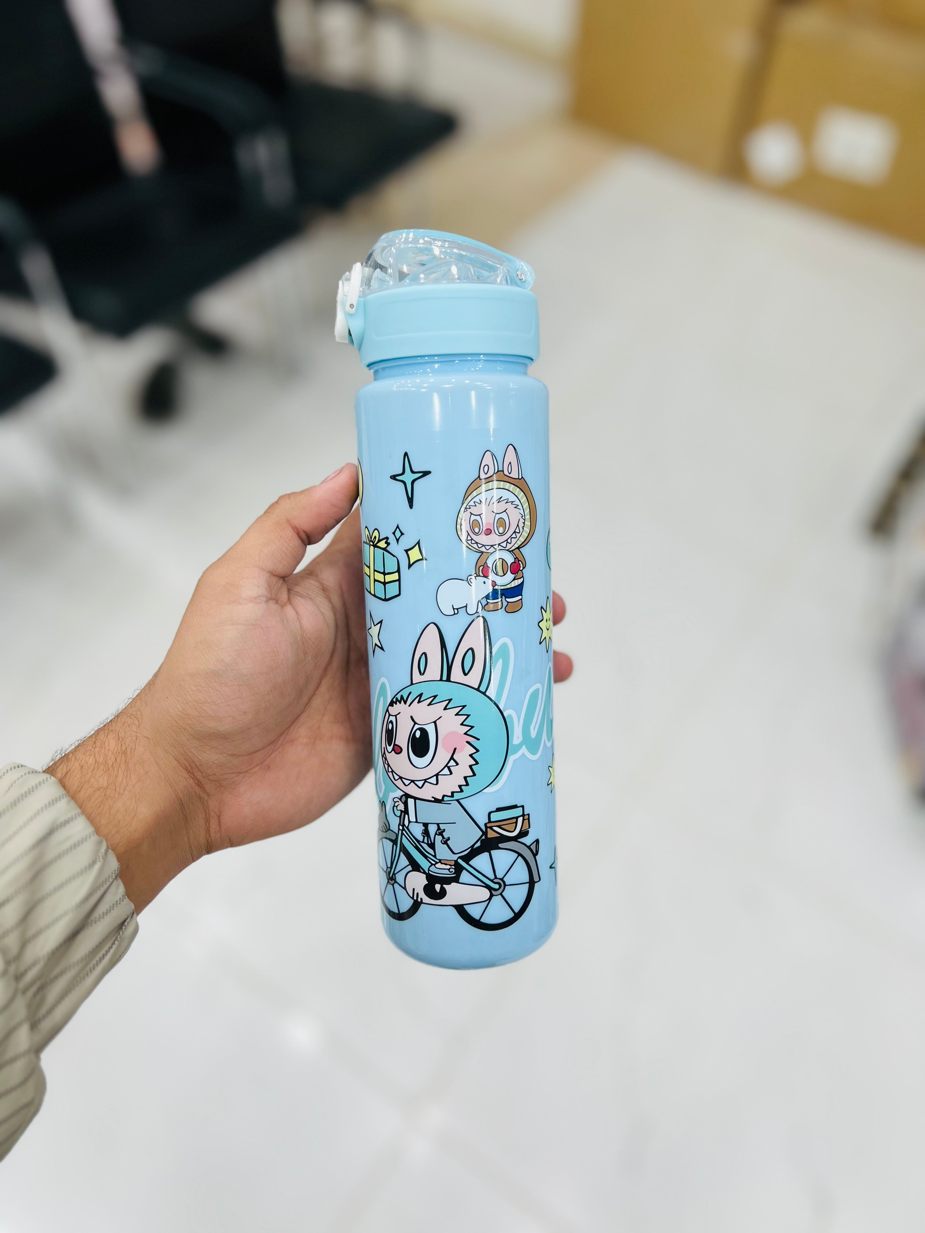 Labubu Character Kids Water Bottle ( Light Blue )