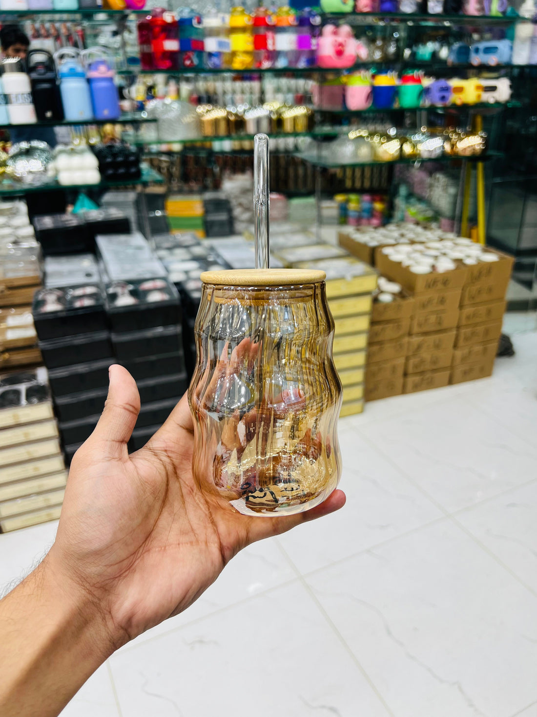 Ribbed Glass Sipper (IF31) Copper