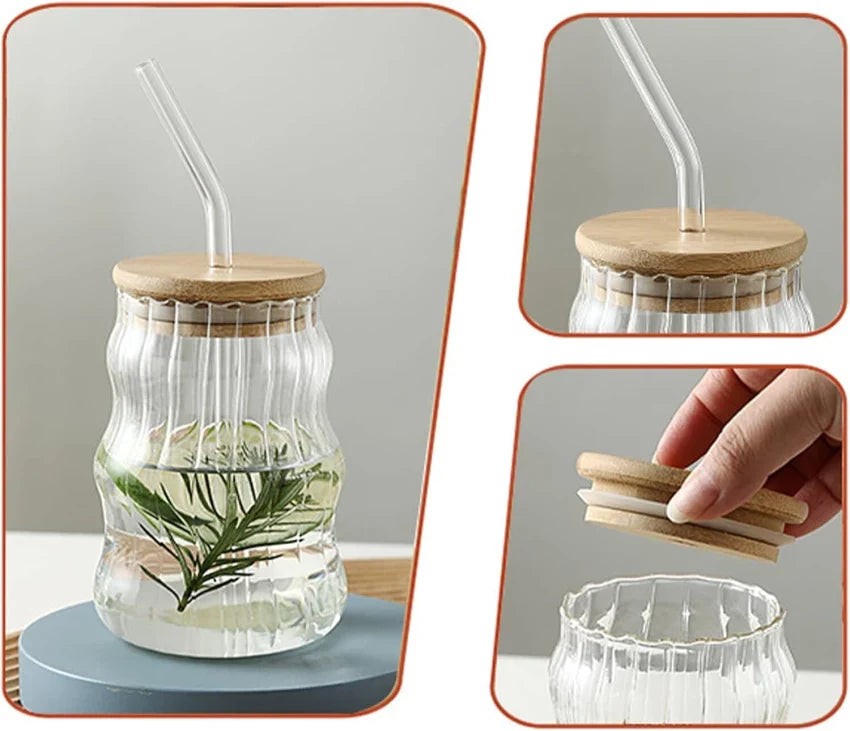 Ribbed Glass Sipper (IF30)Transparent