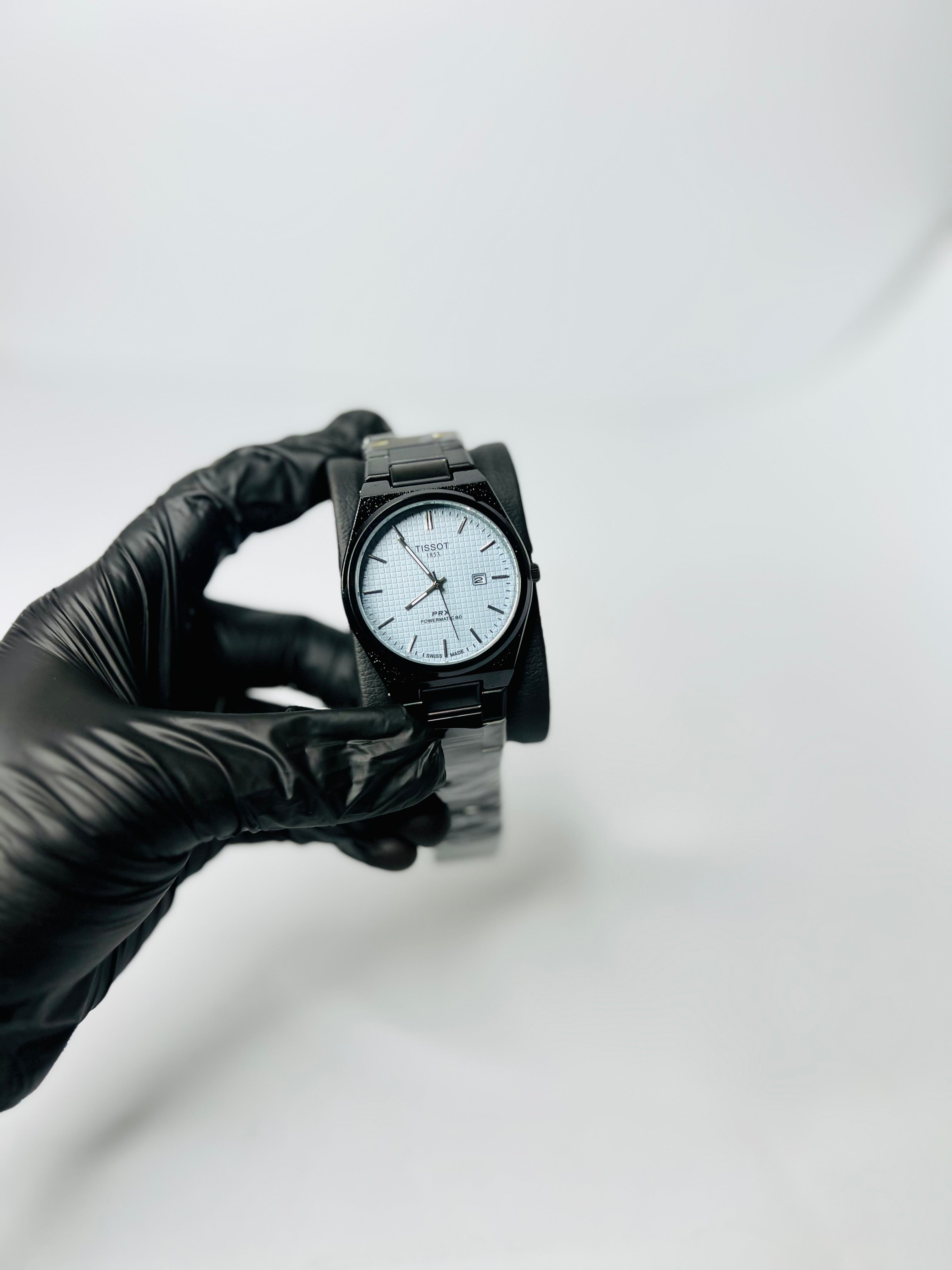 Tissot Prx 1853 Black Chain With Sky Blue Dial