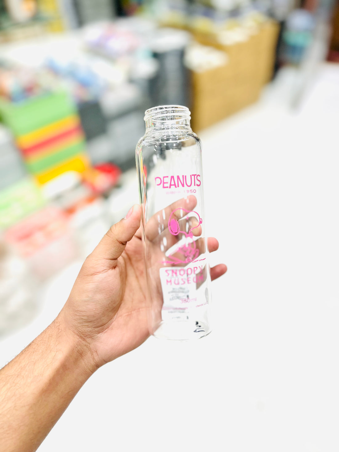 Peanuts Snoopy Museum Glass Water Bottle ( 380 ML )