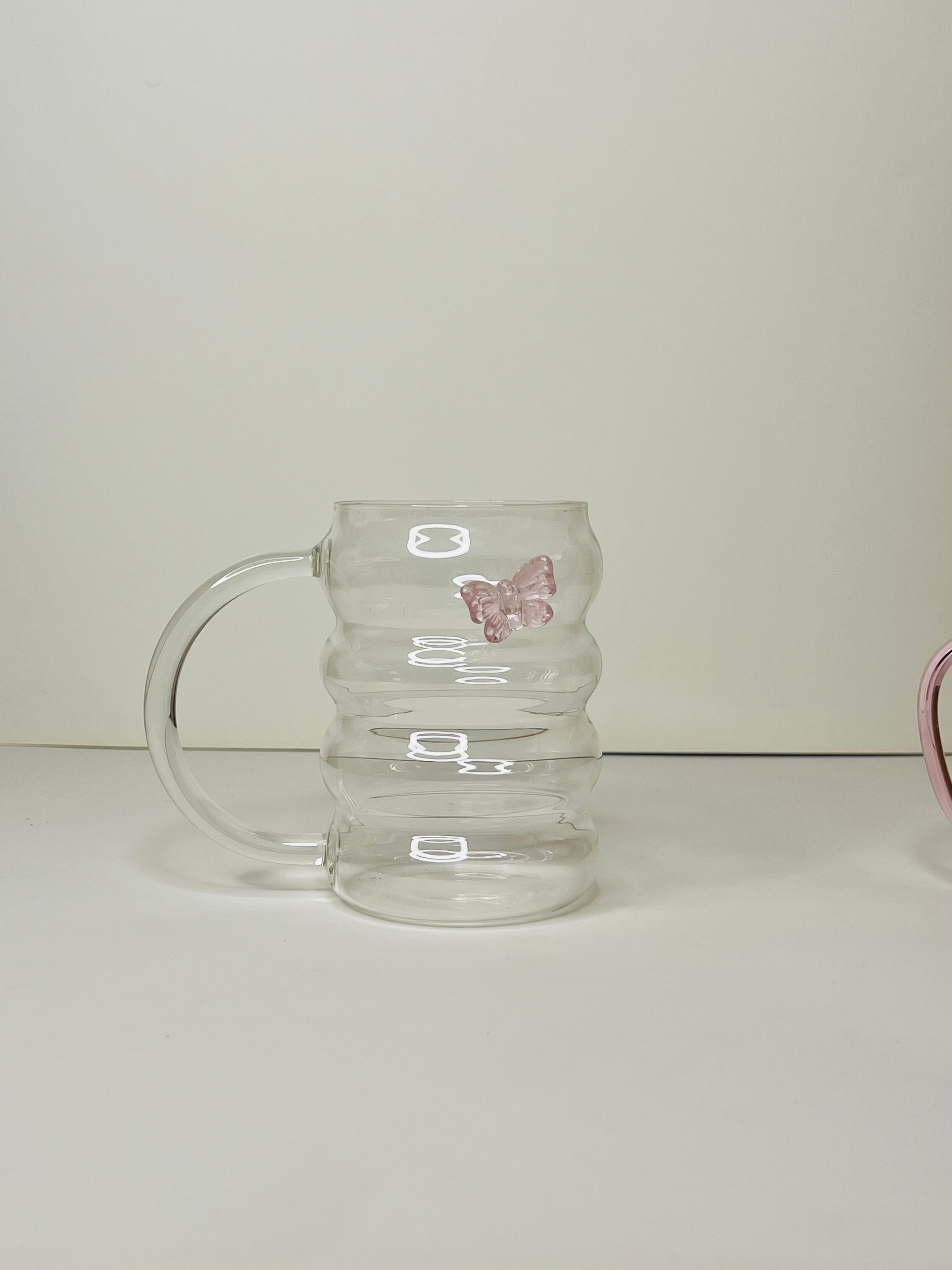 3D Butterfly Charm Glass Coffee Mug