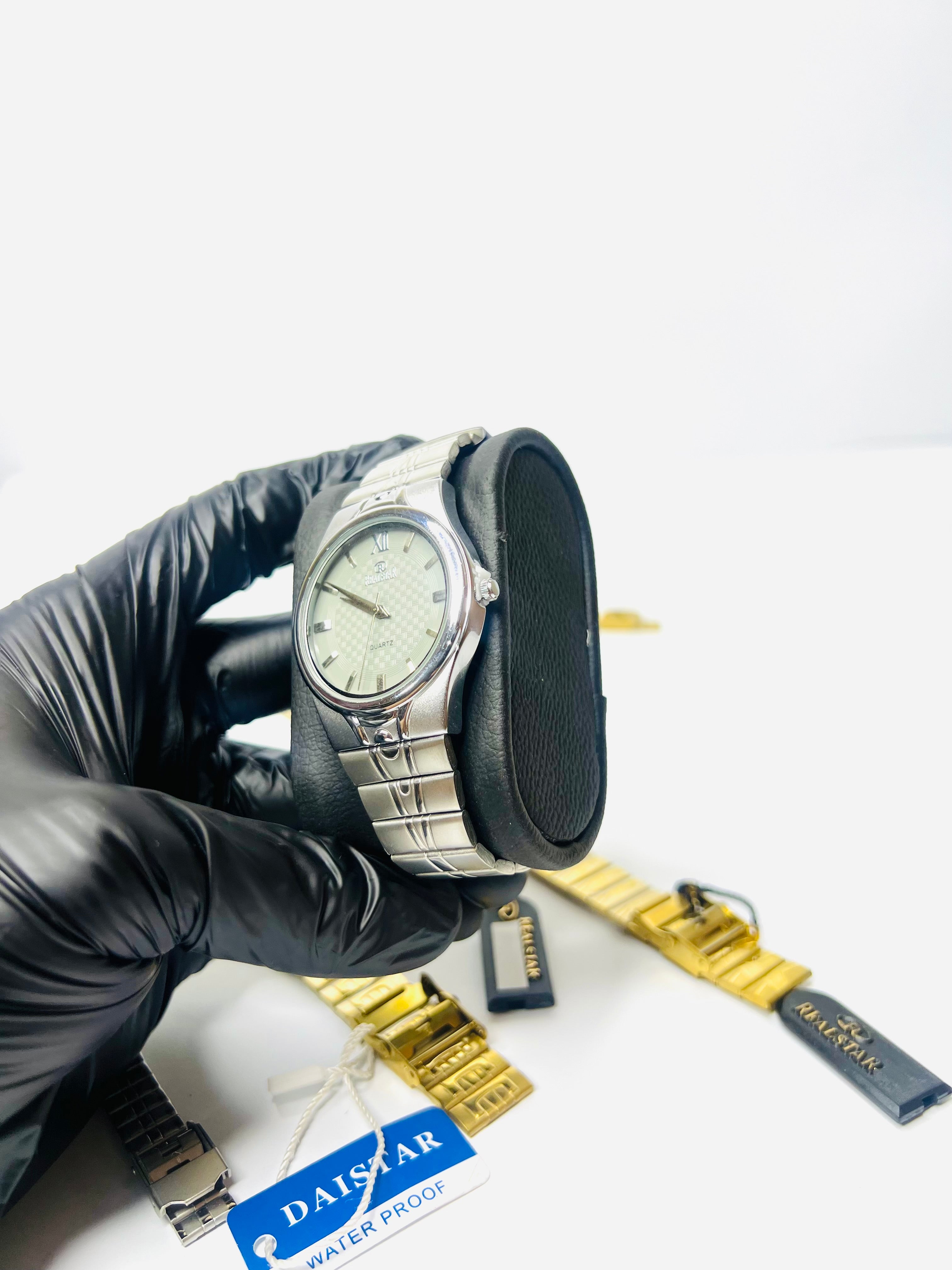 Real-Star Silver Mens Watch With Pista Dial