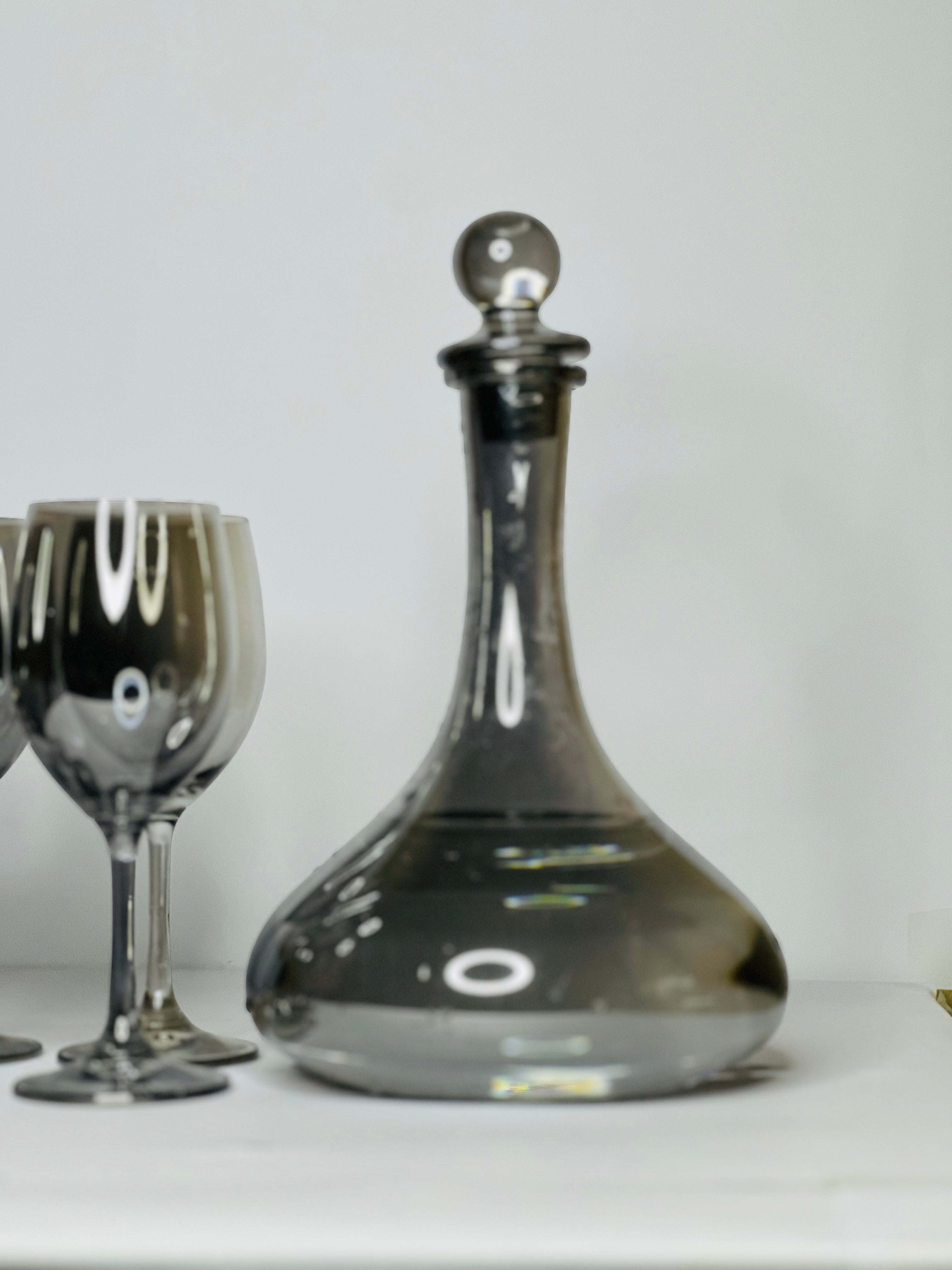 Vintage Smoked Glass Water Set