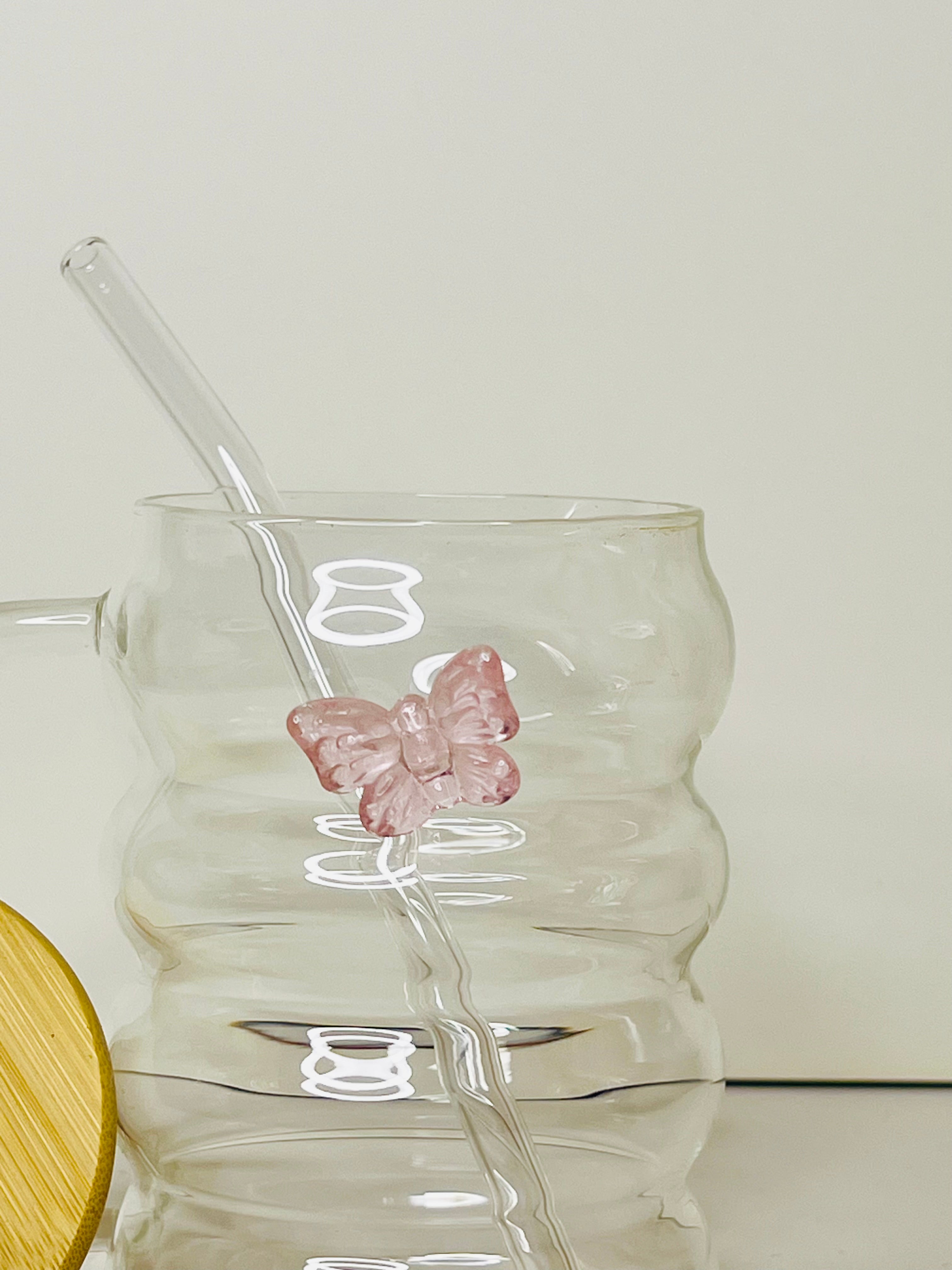 3D Butterfly Charm Glass Coffee Mug
