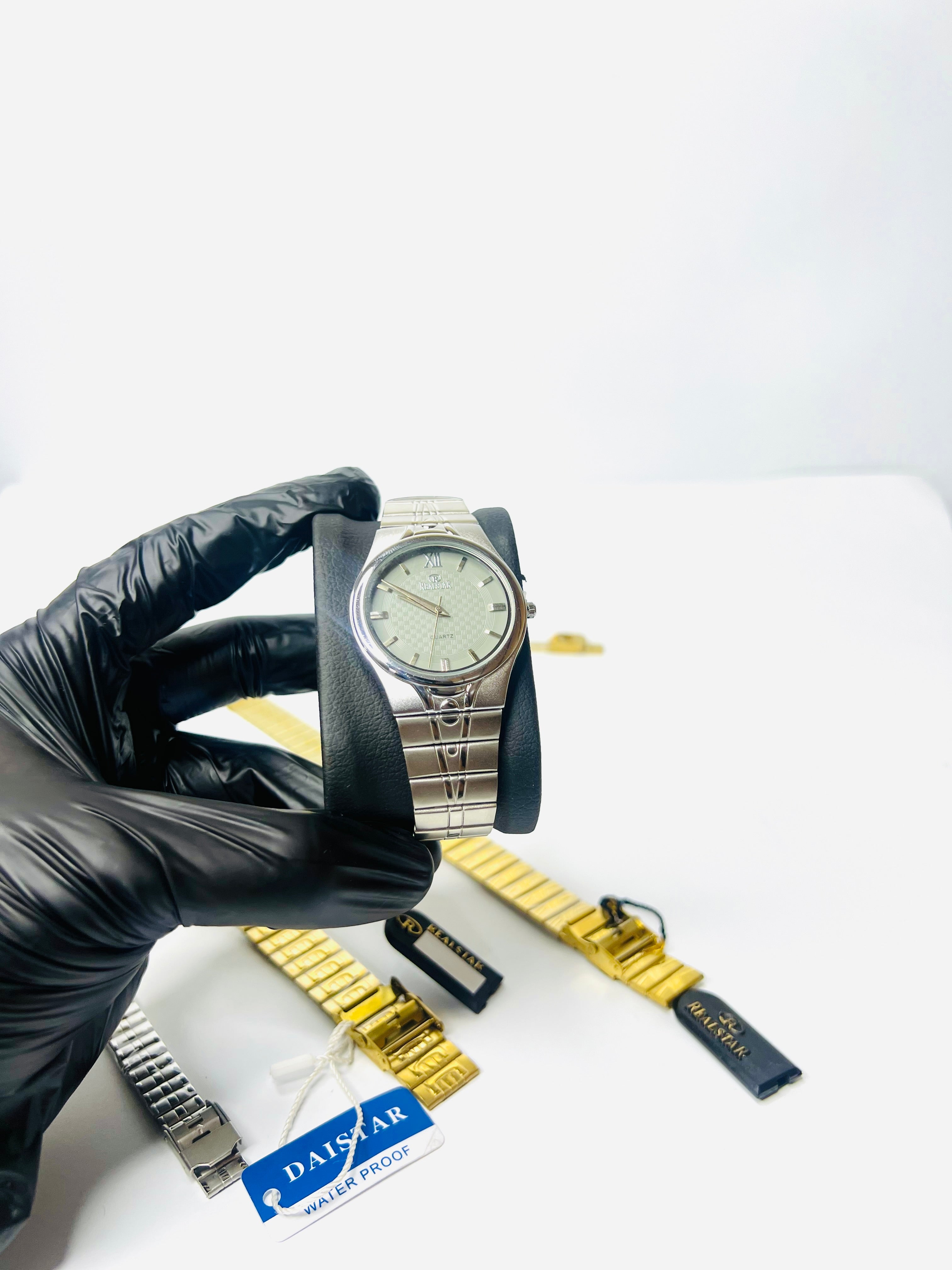 Real-Star Silver Mens Watch With Pista Dial