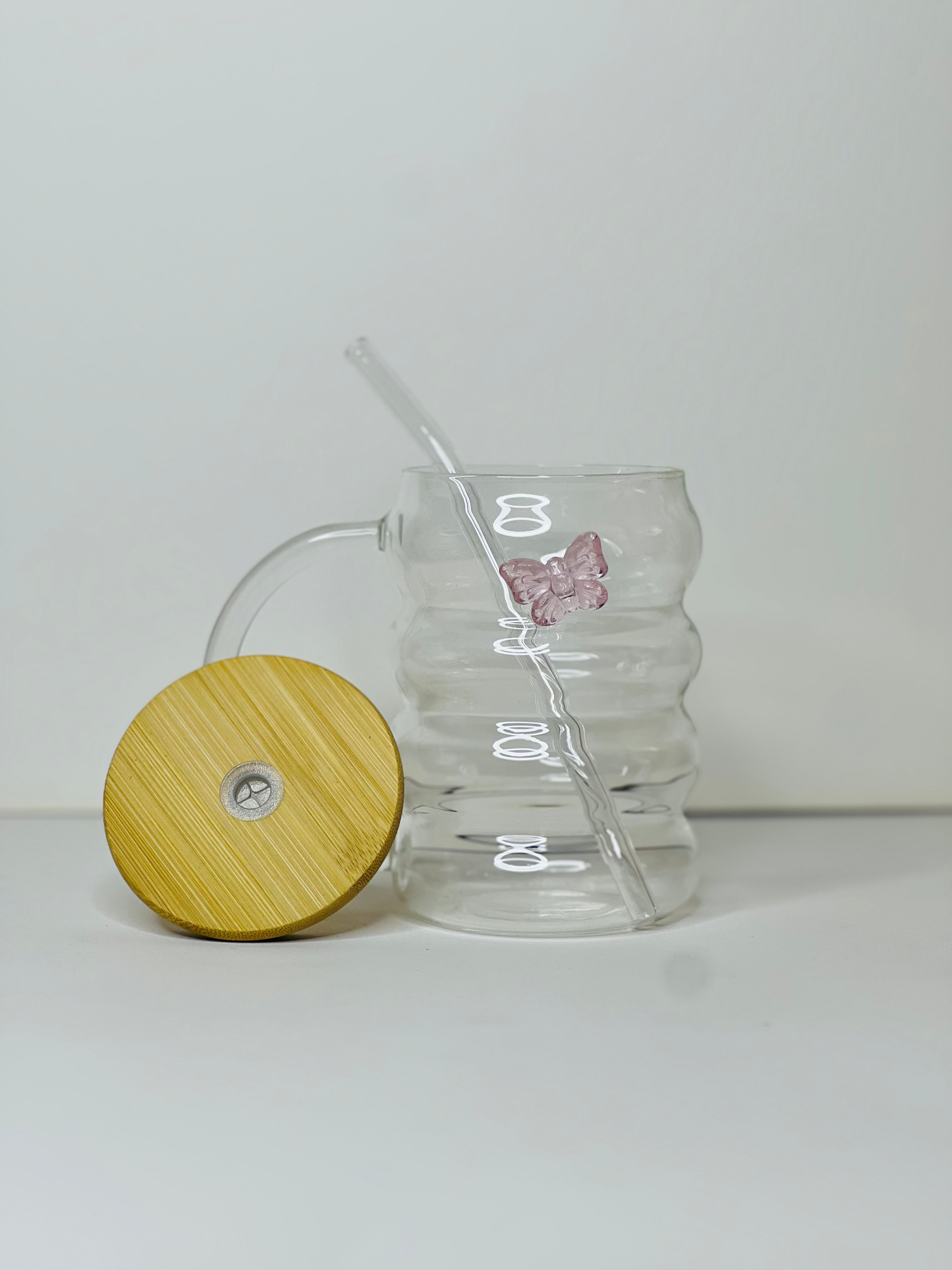 3D Butterfly Charm Glass Coffee Mug