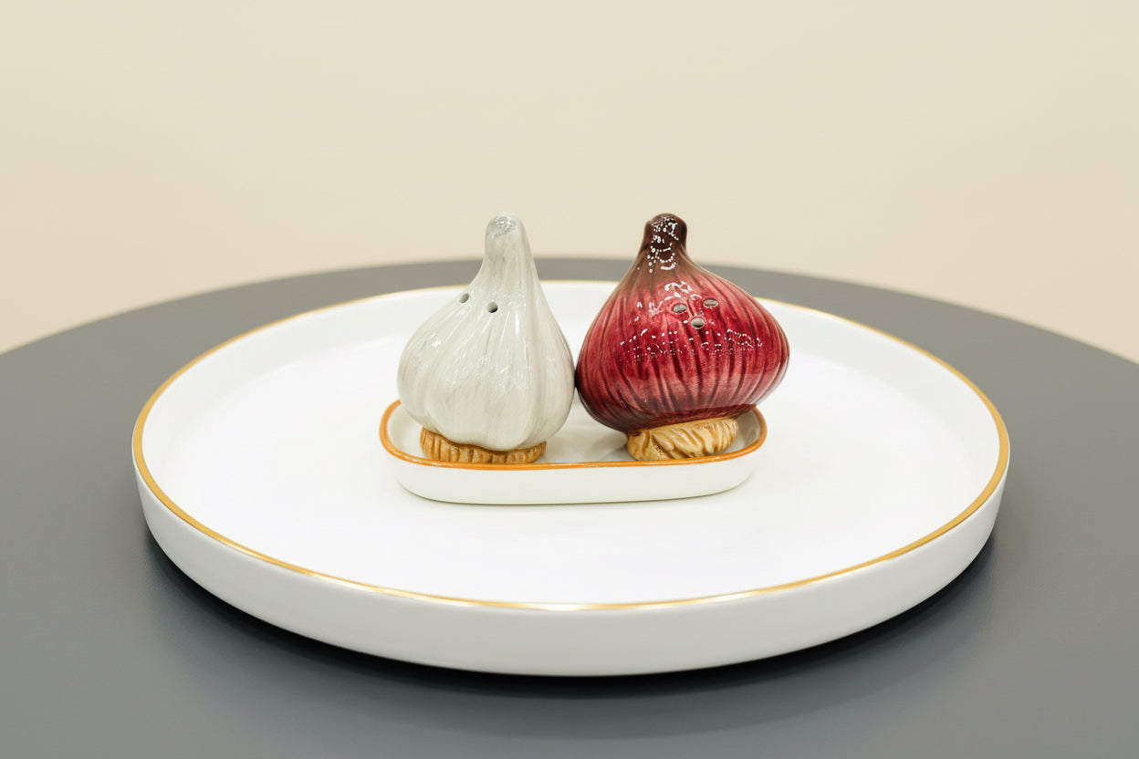 Ceramic Onion & Garlic Salt & Pepper Shakers
