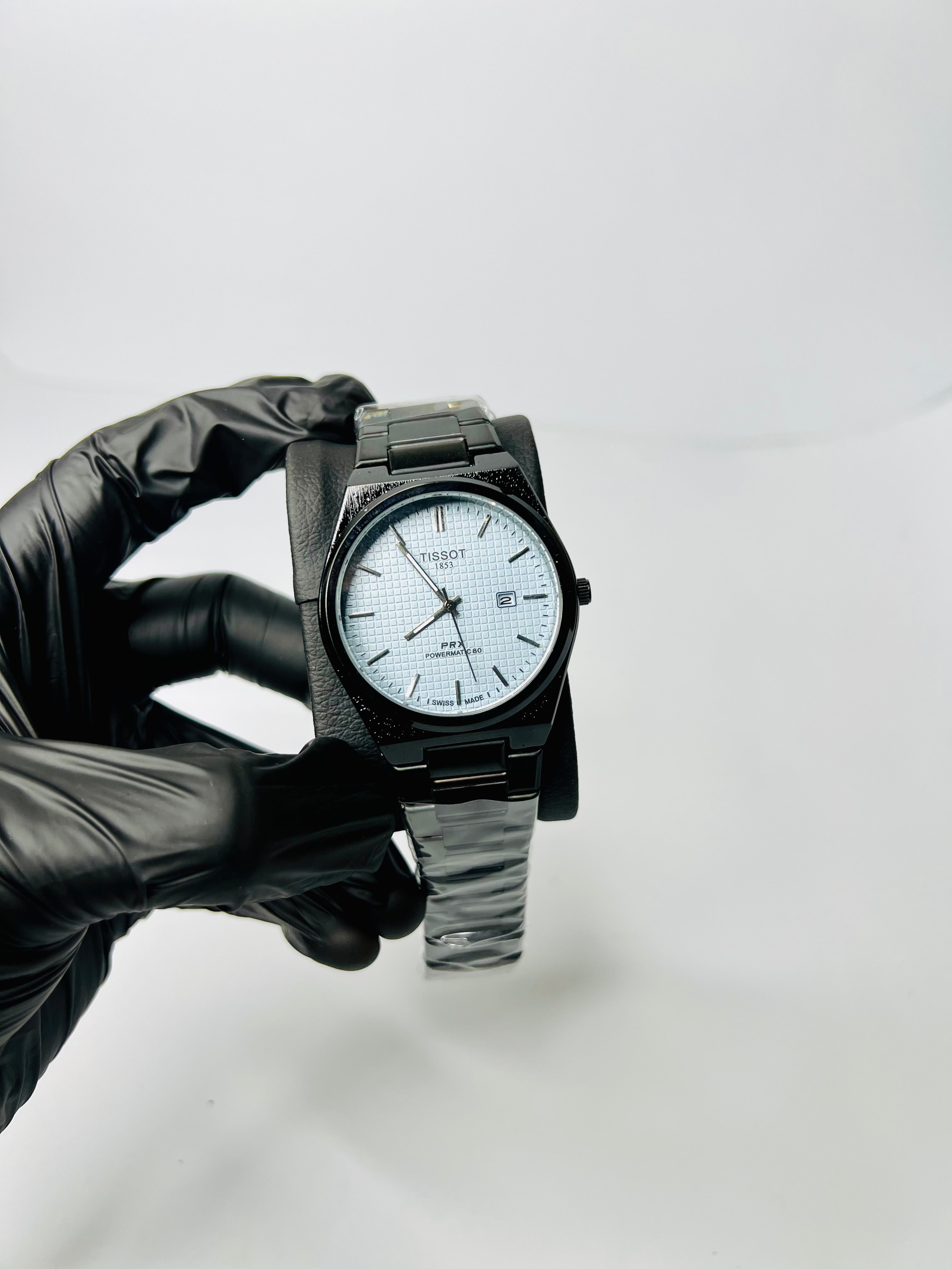 Tissot Prx 1853 Black Chain With Sky Blue Dial