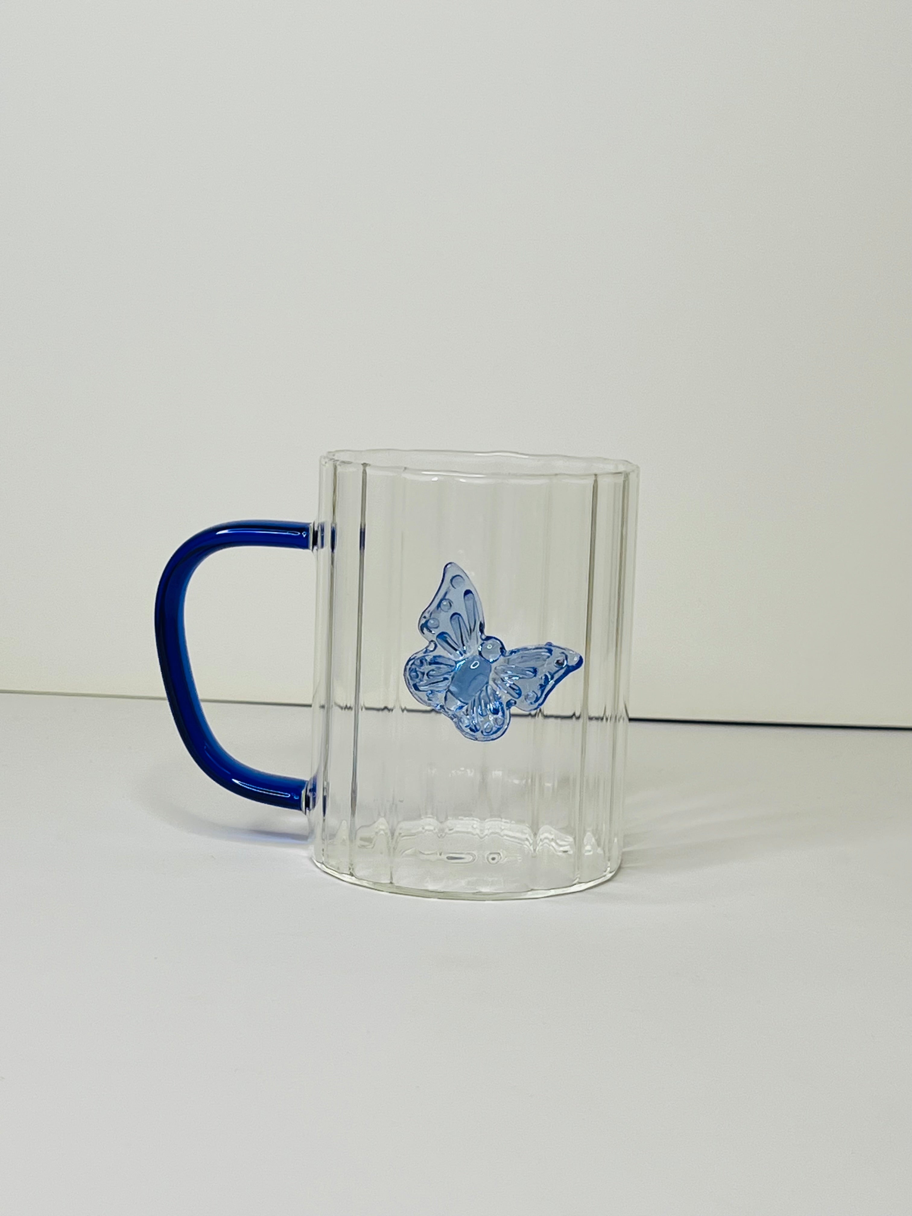 Borosilicate Glass Mug With 3D Butterfly Charm
