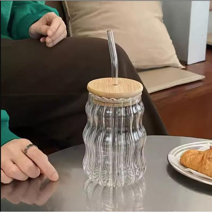 Ribbed Glass Sipper (IF30)Transparent