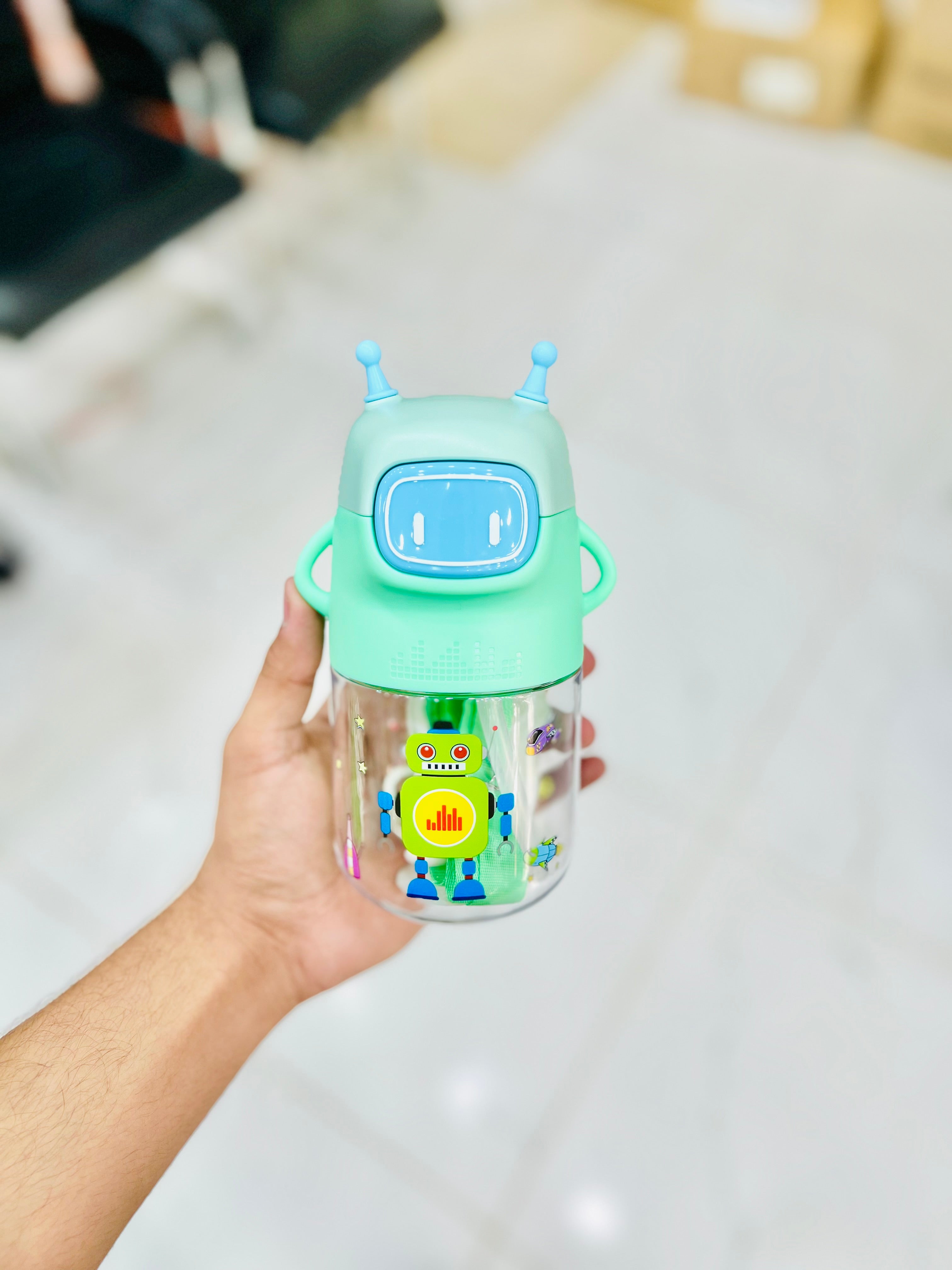 Cute Robot-themed Kid’s Water Bottle
