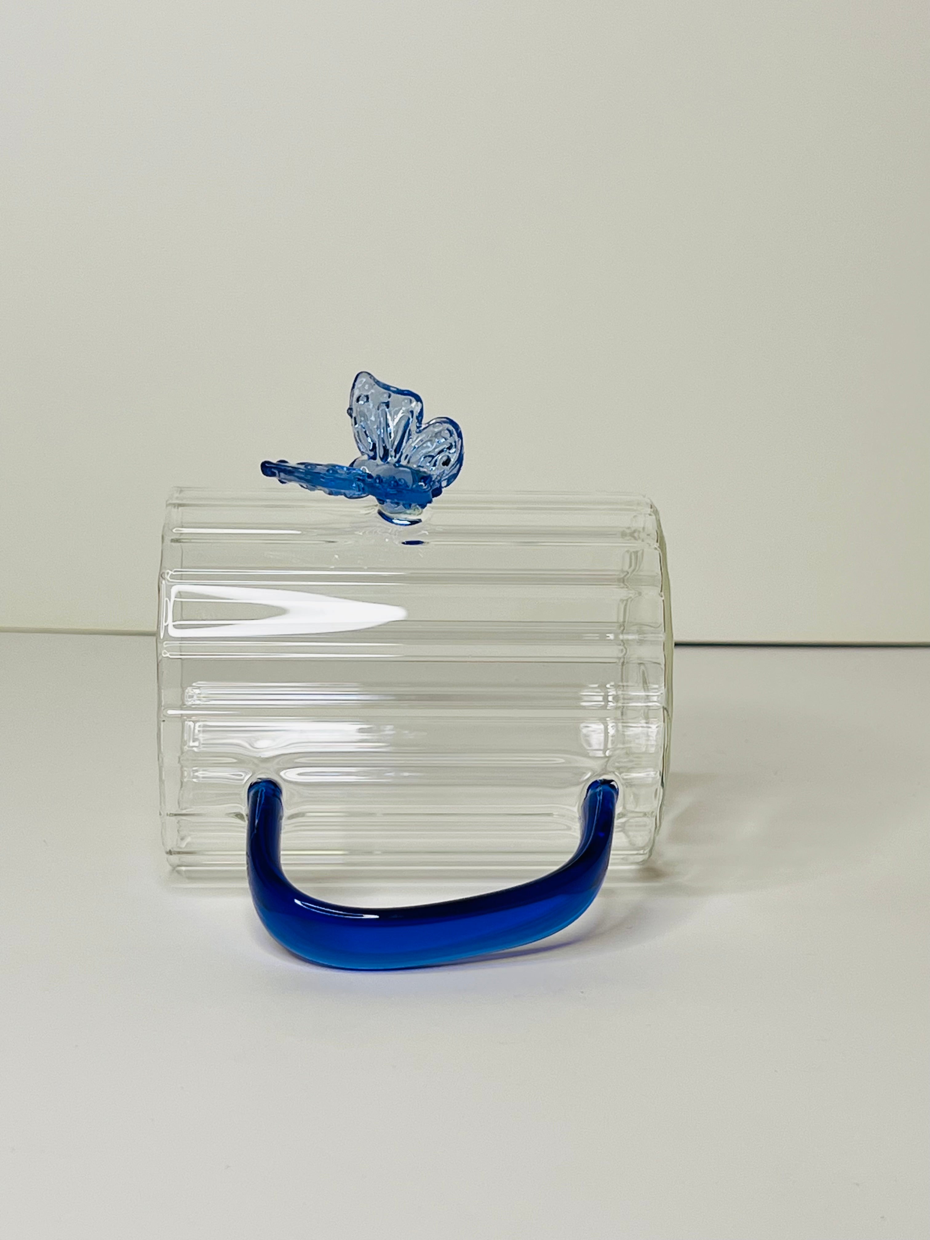Borosilicate Glass Mug With 3D Butterfly Charm