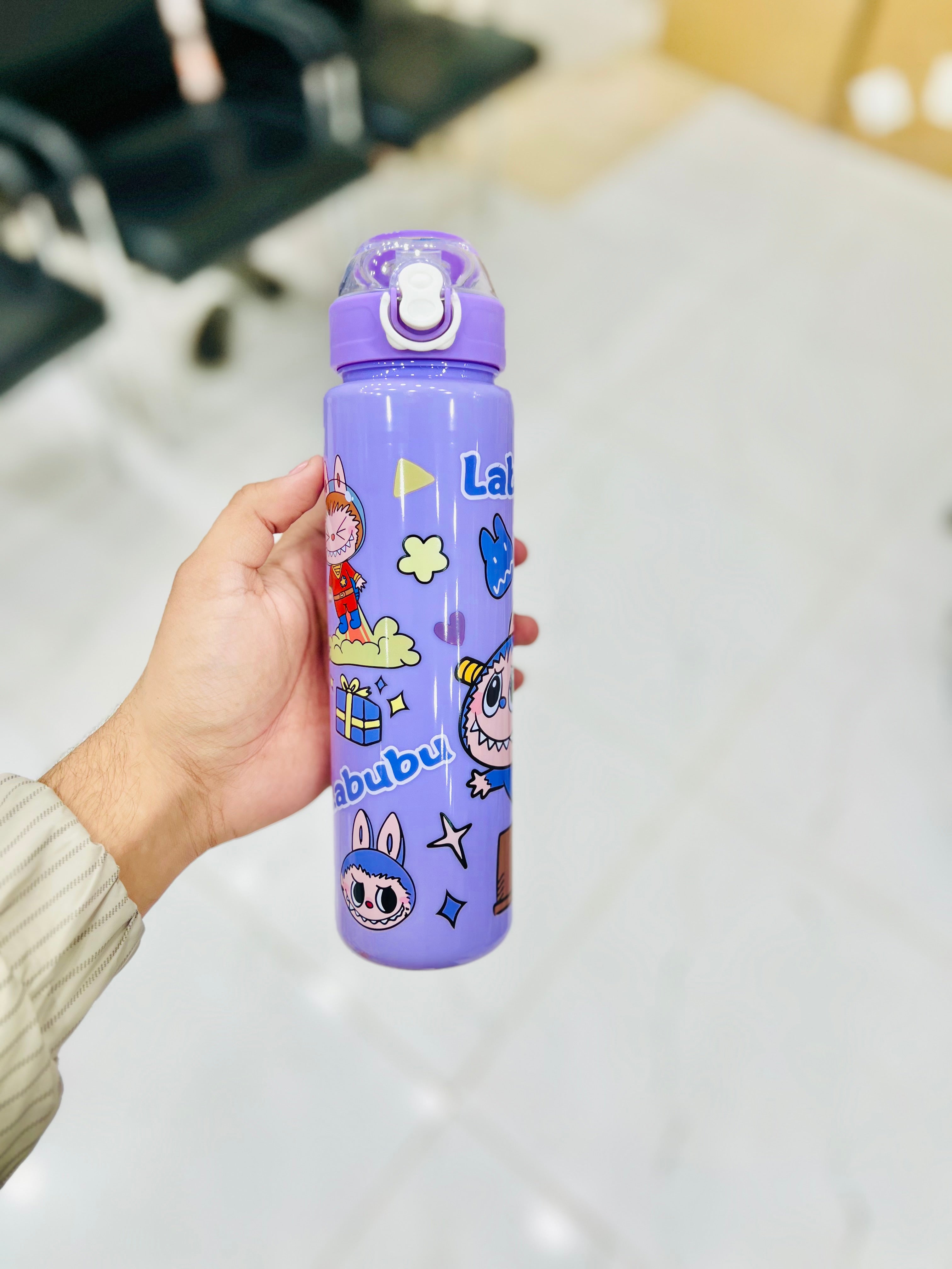 Labubu Character Kids Water Bottle ( Purple )
