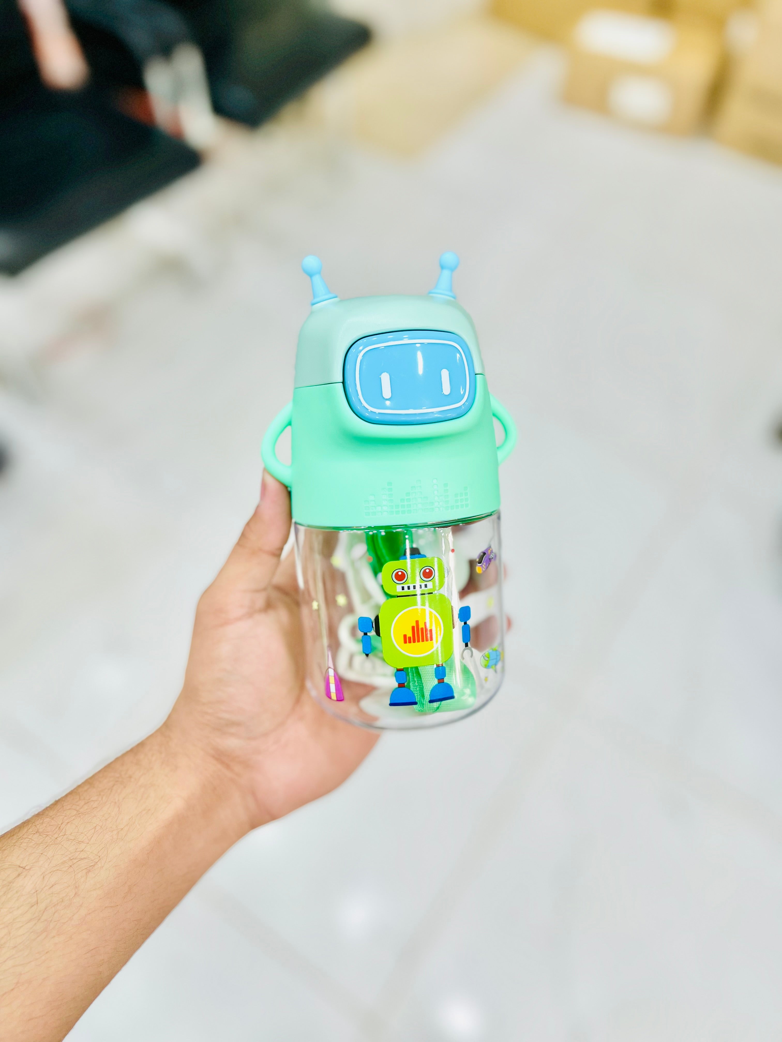 Cute Robot-themed Kid’s Water Bottle
