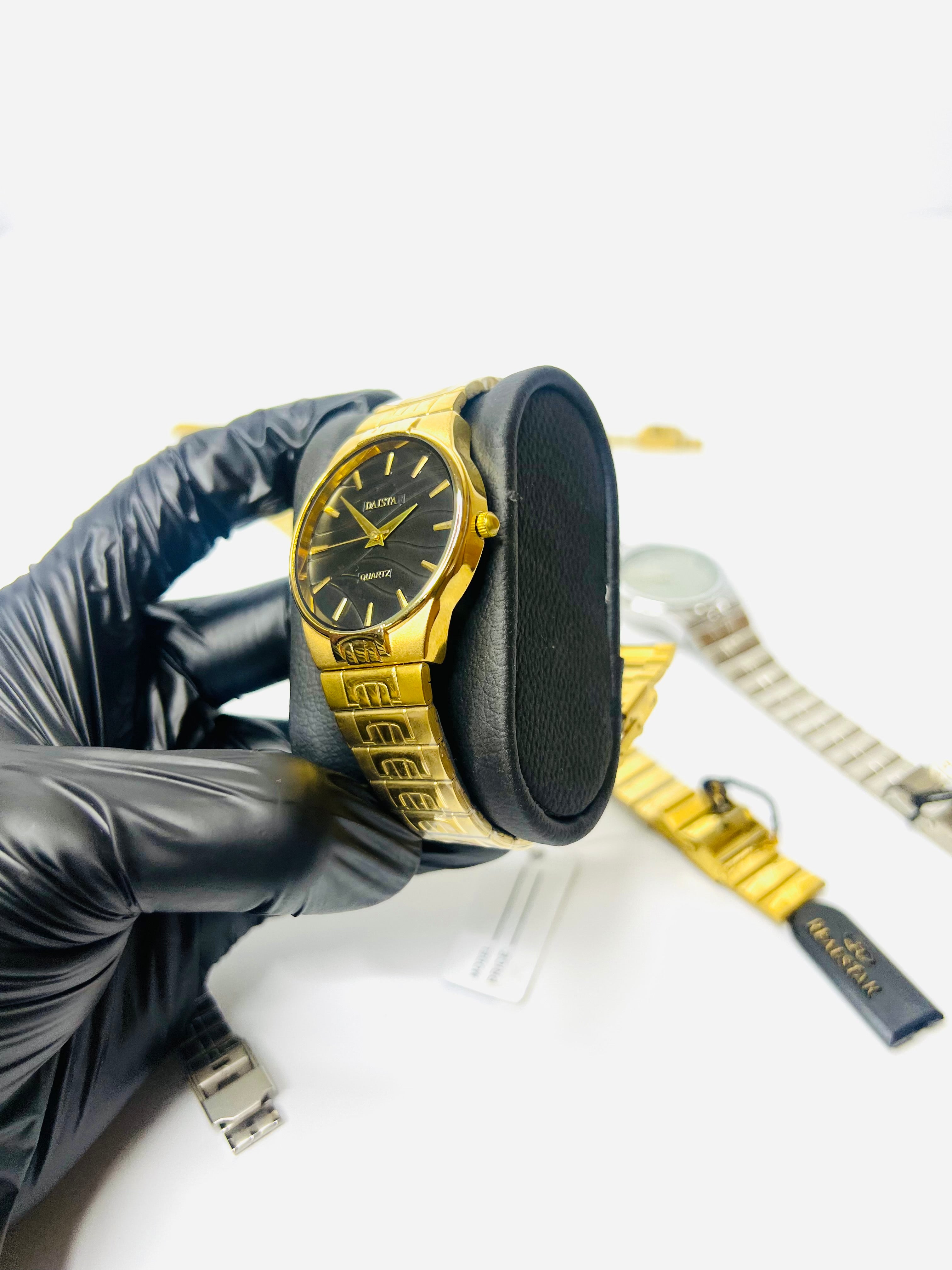 Real-Star Golden Mens Watch With Black Dial