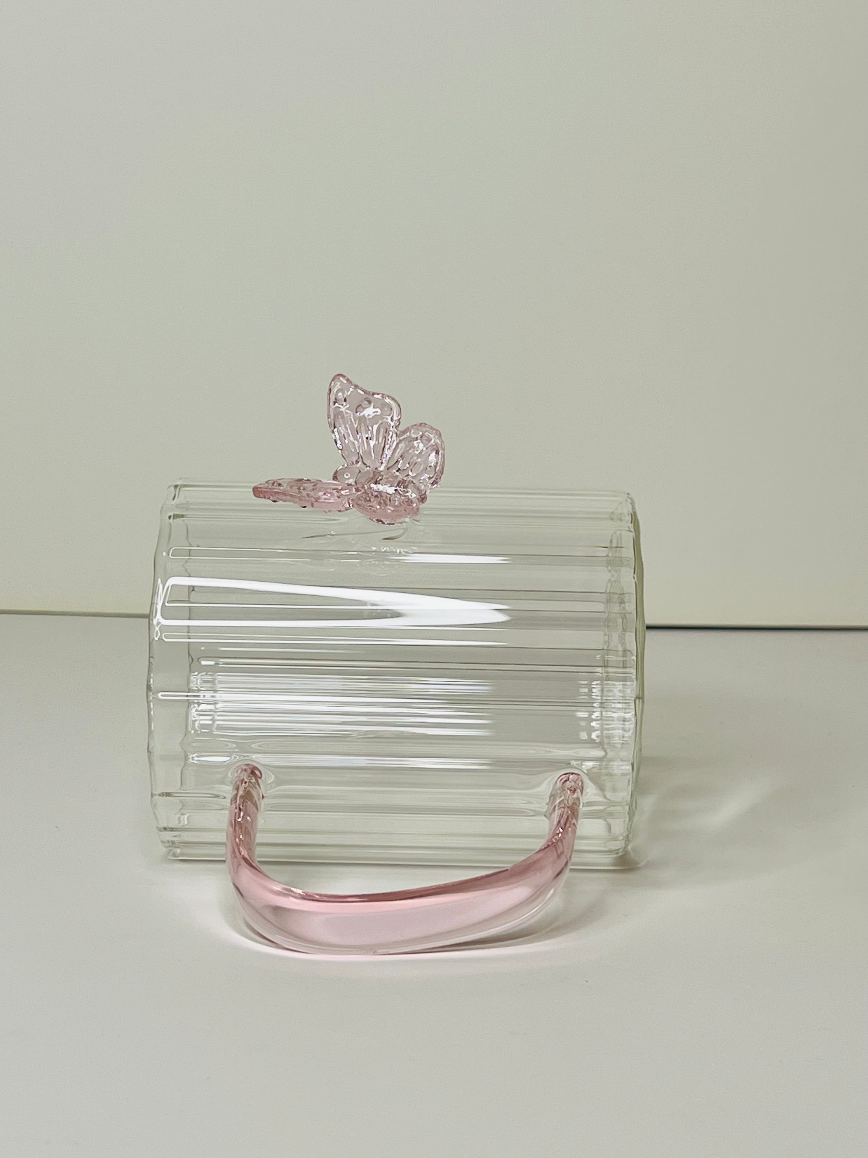 Borosilicate Glass Mug With 3D Butterfly Charm