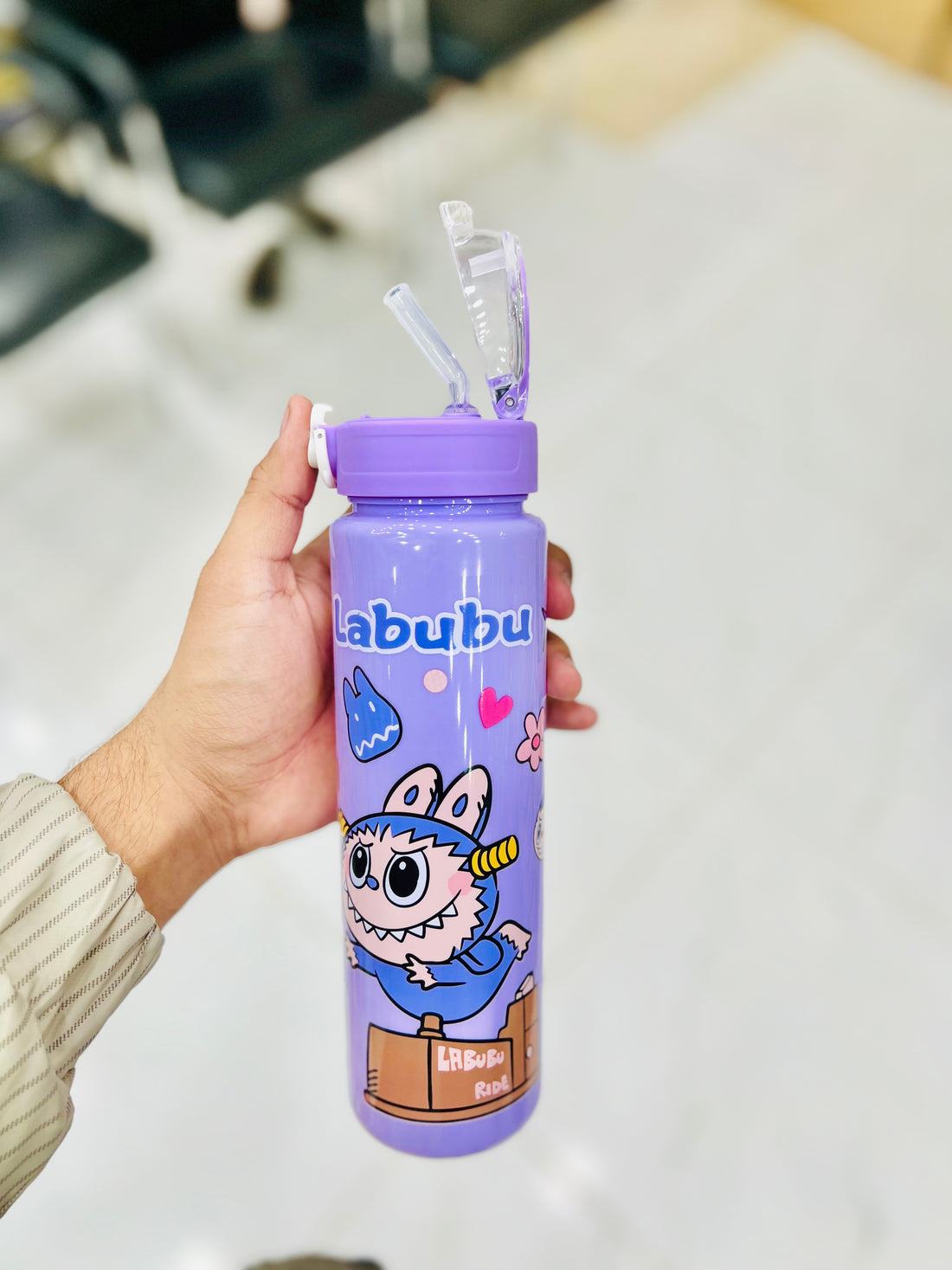 Labubu Character Kids Water Bottle ( Purple )