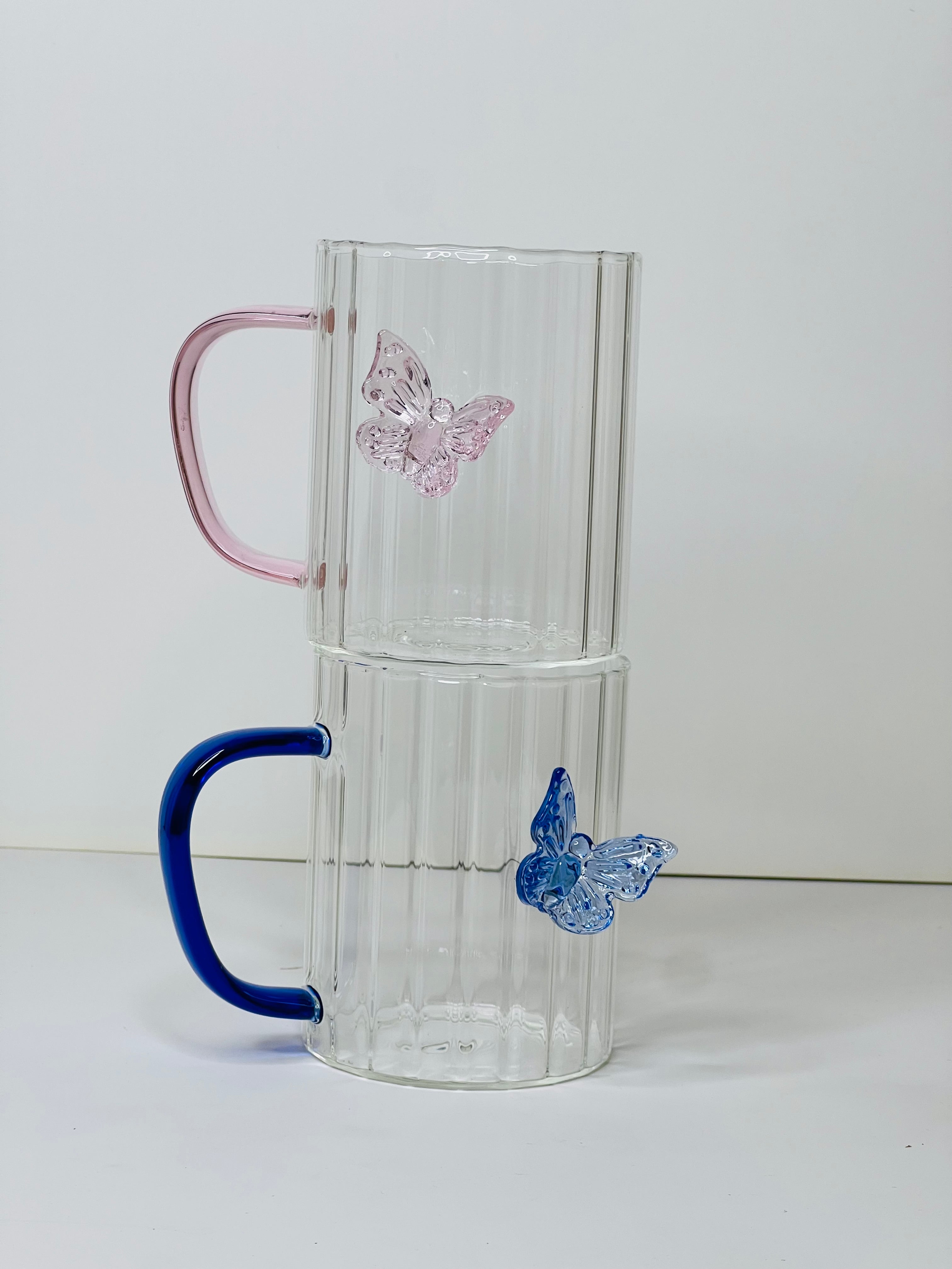 Borosilicate Glass Mug With 3D Butterfly Charm
