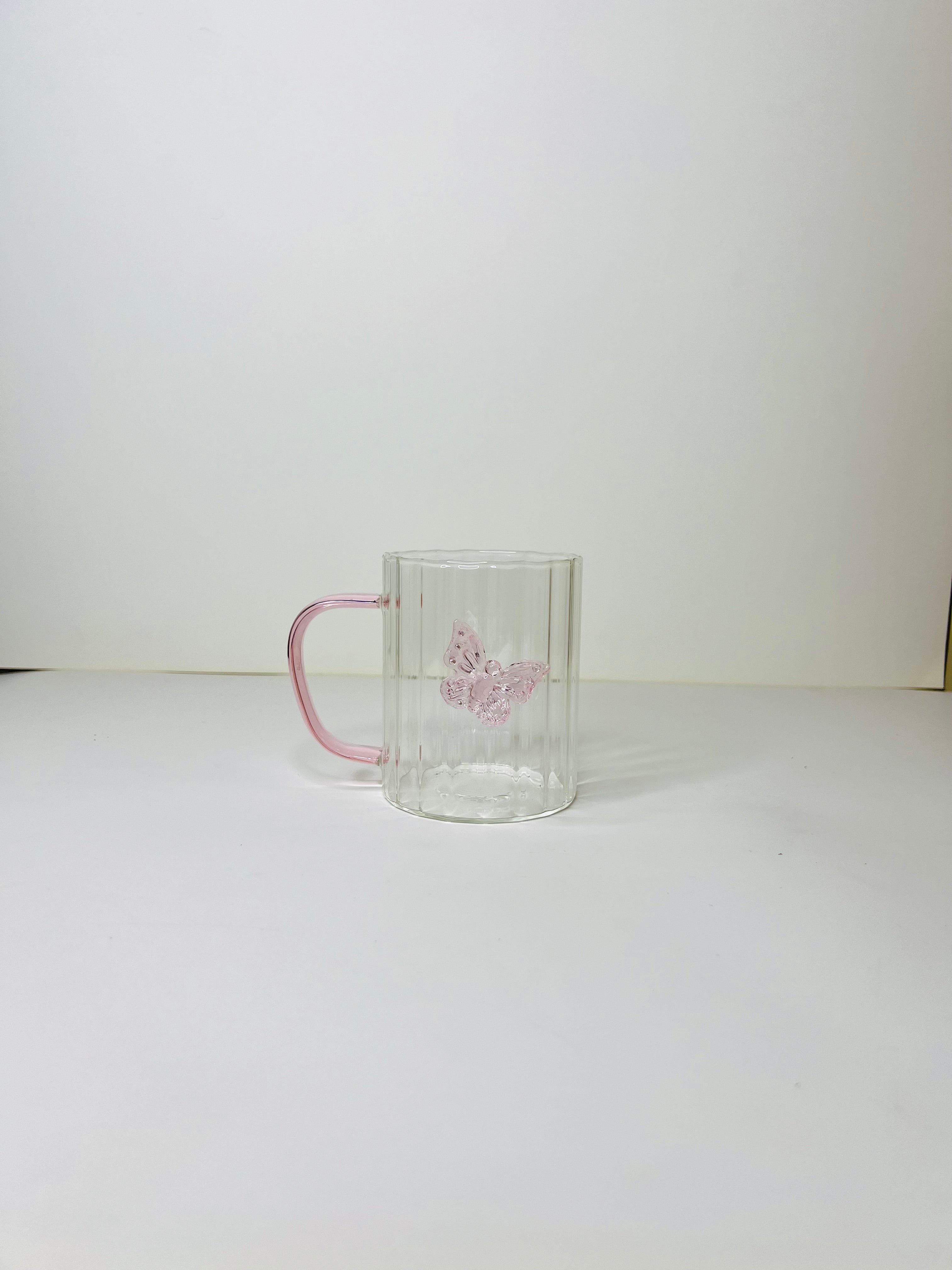 Borosilicate Glass Mug With 3D Butterfly Charm