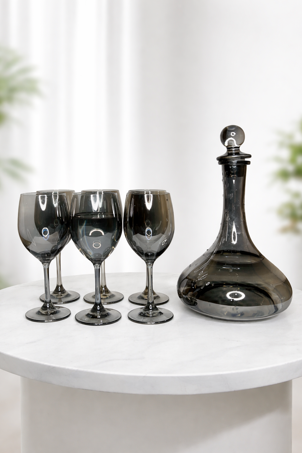 Vintage Smoked Glass Water Set
