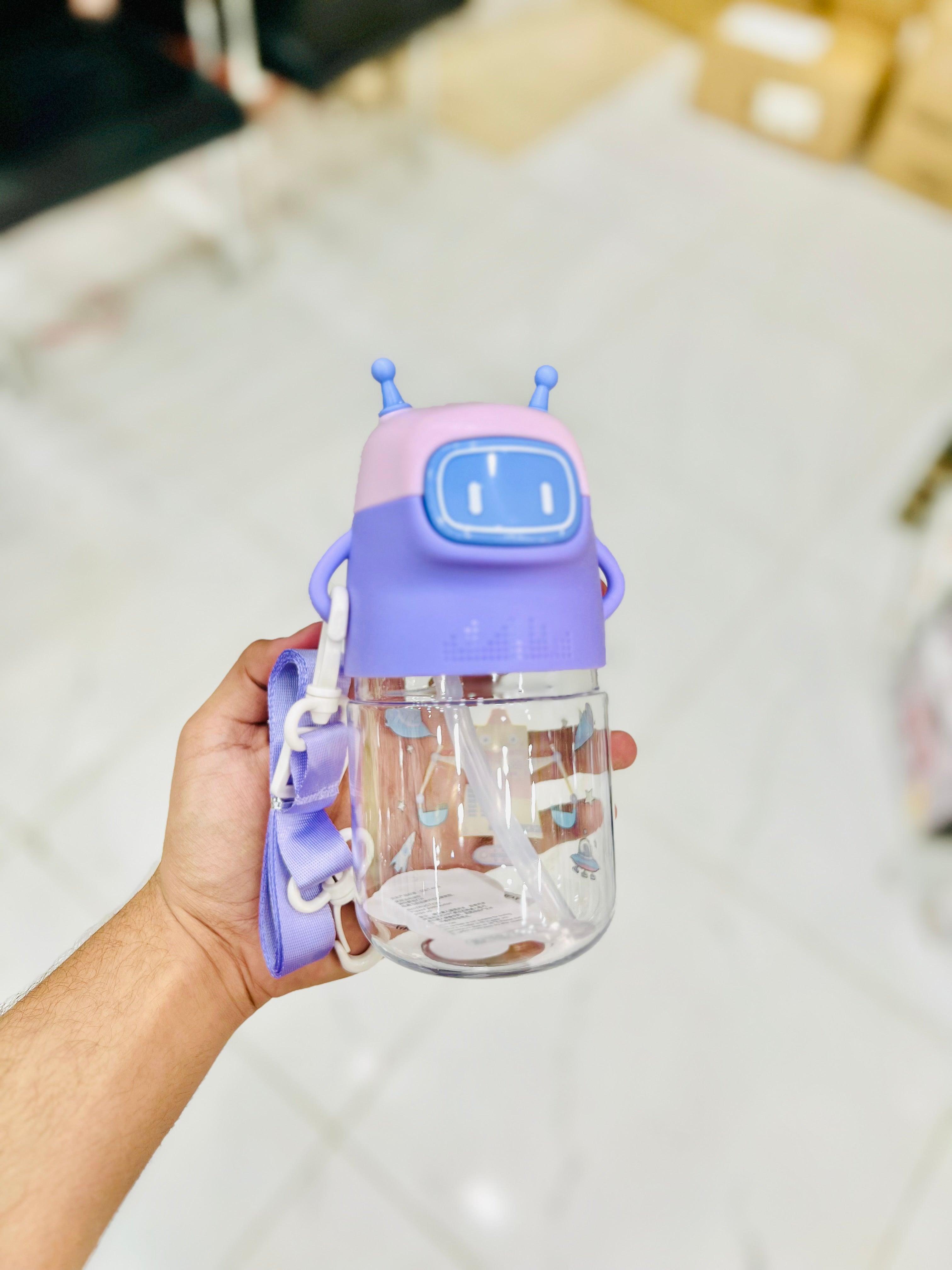 Cute Robot-themed Kid’s Water Bottle