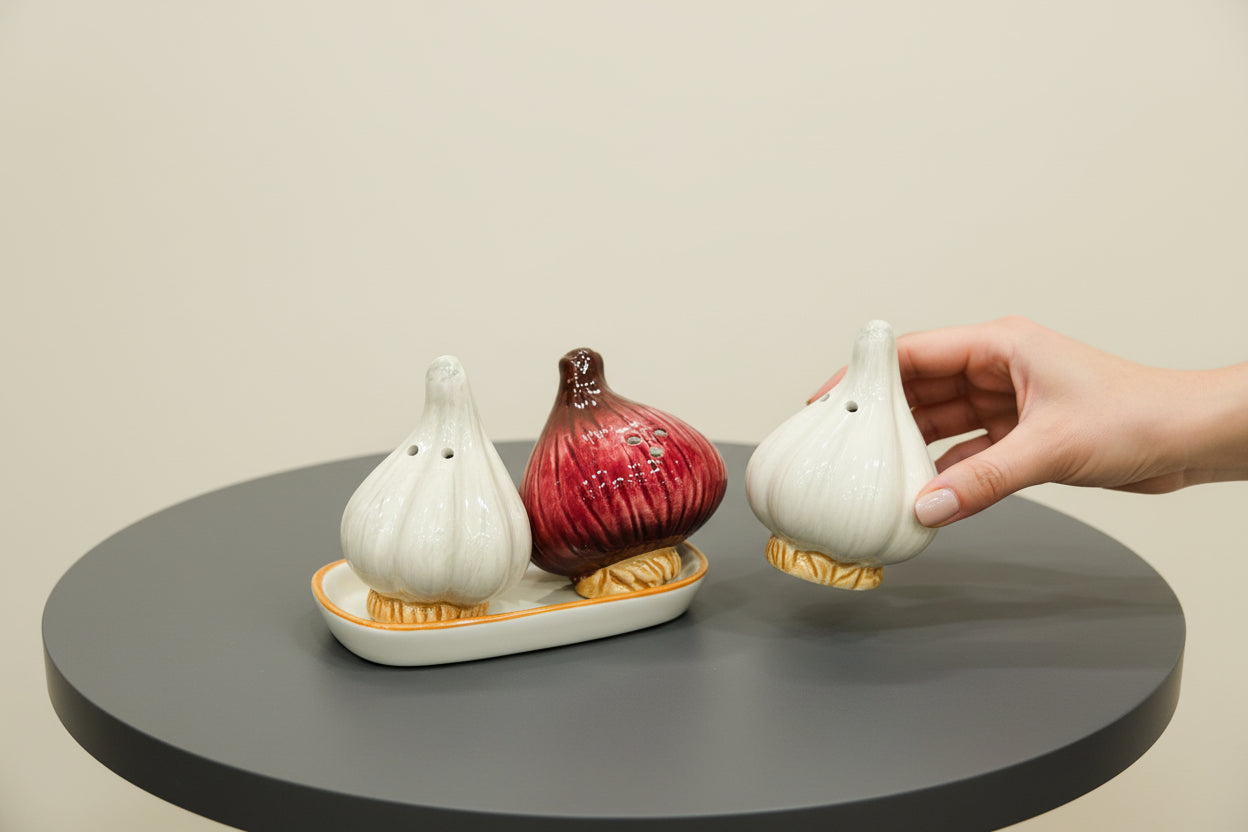 Ceramic Onion & Garlic Salt & Pepper Shakers