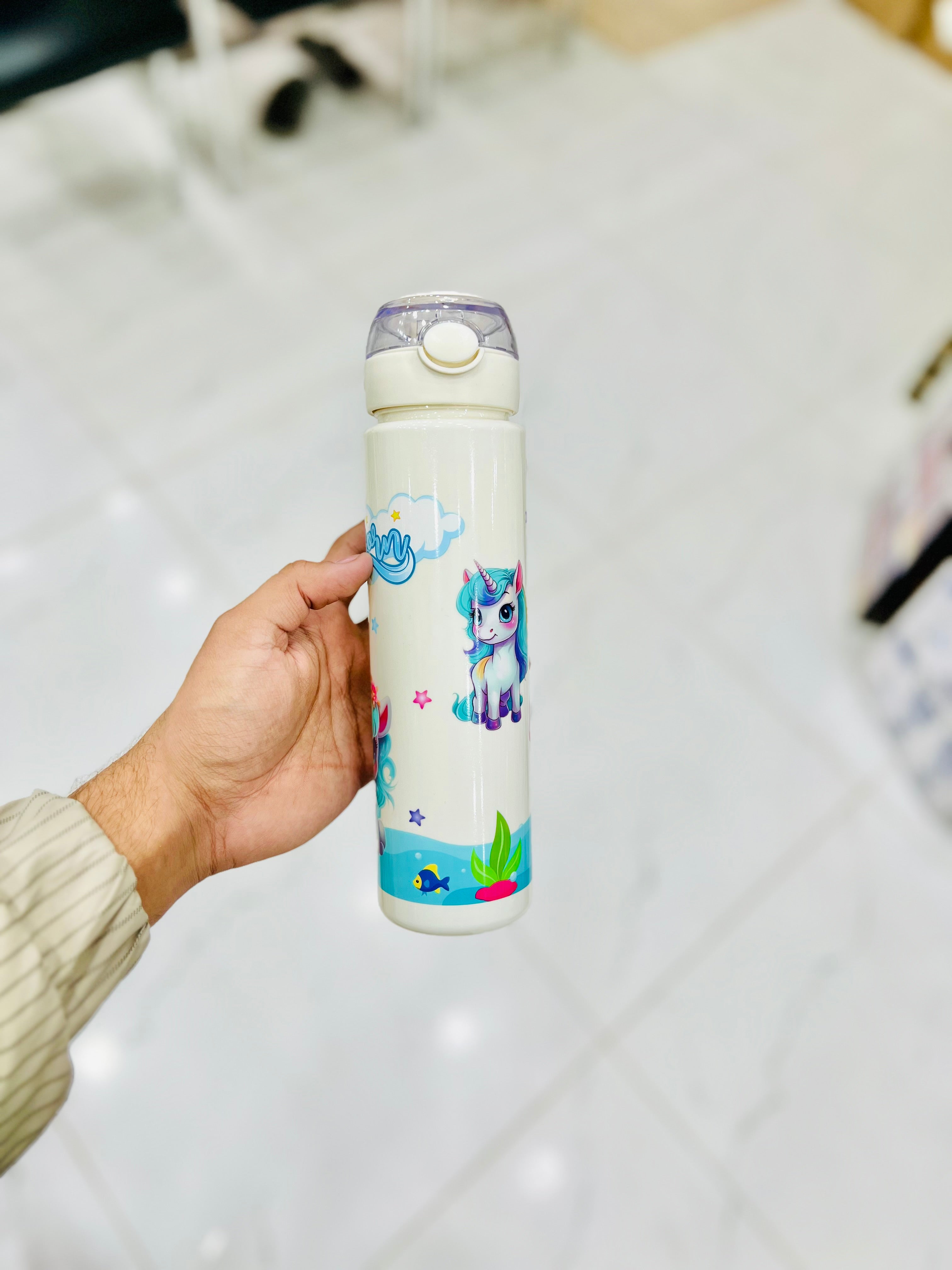 “UNICORN” Kids Water Bottle ( White )