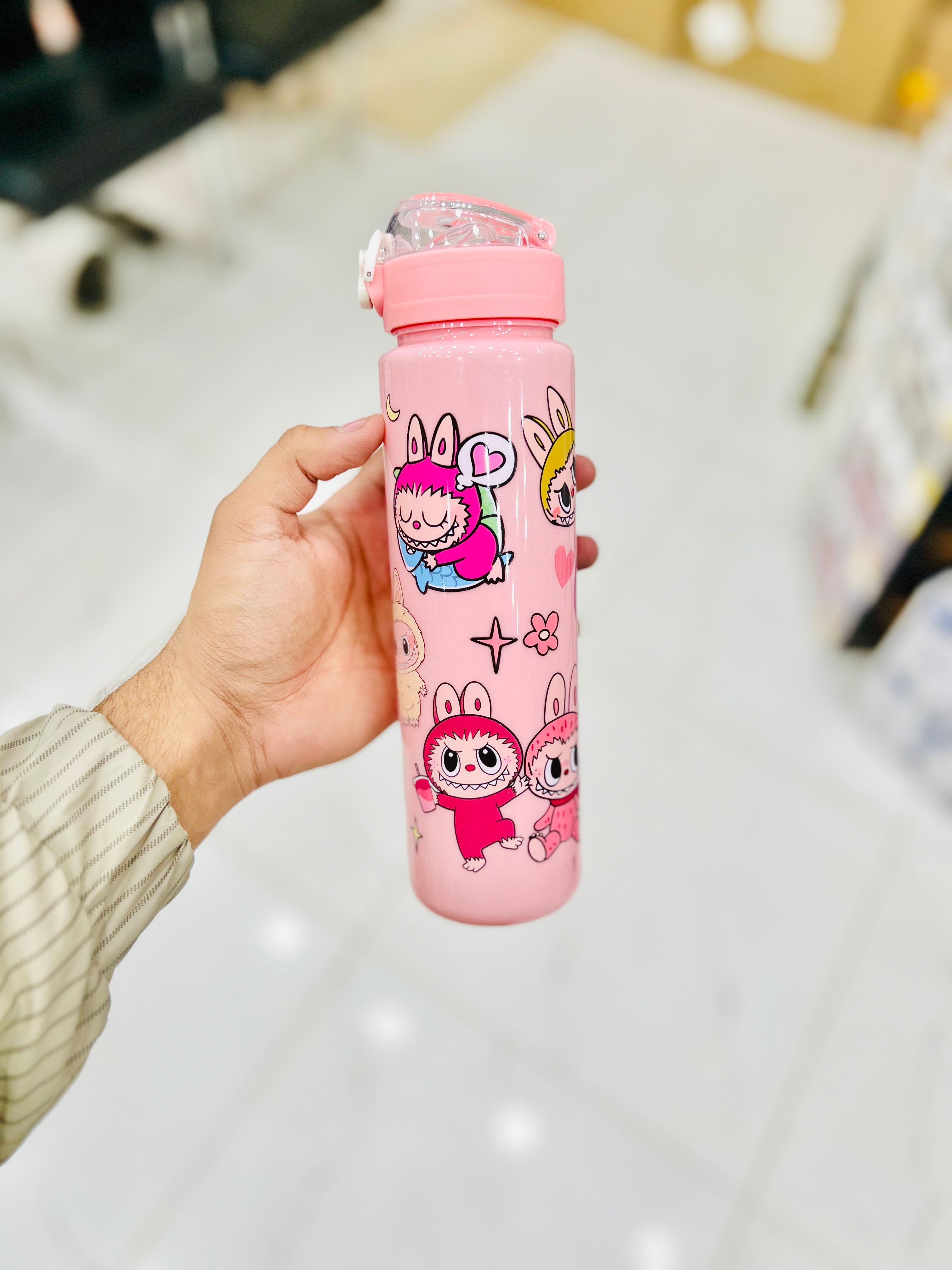 Labubu Character Kids Water Bottle ( Light Pink )