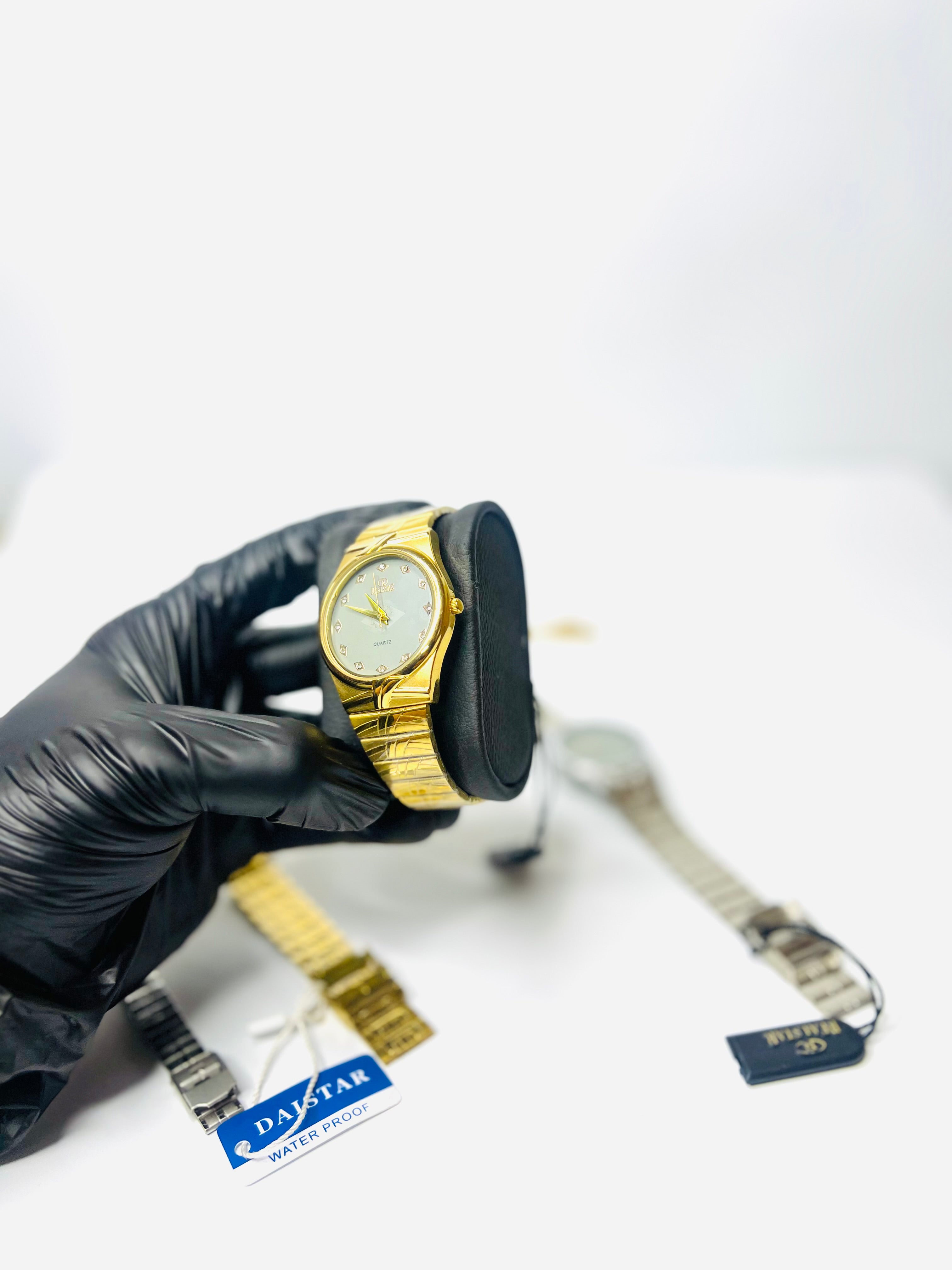 Real Star Golden Mens Watch With Pista Dial