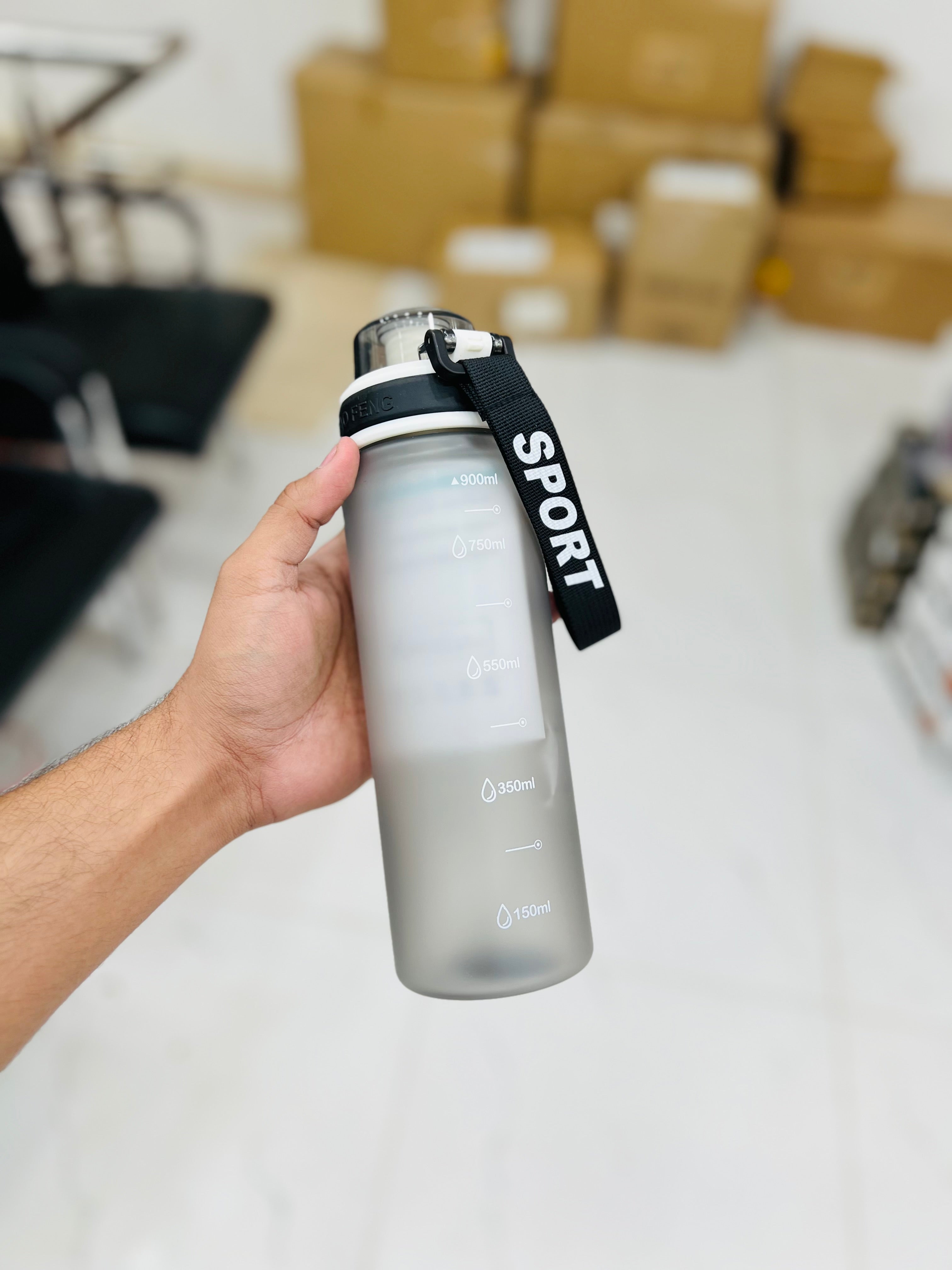 900 ML Sports Water Bottle With PopUp Straw & Carry Strap