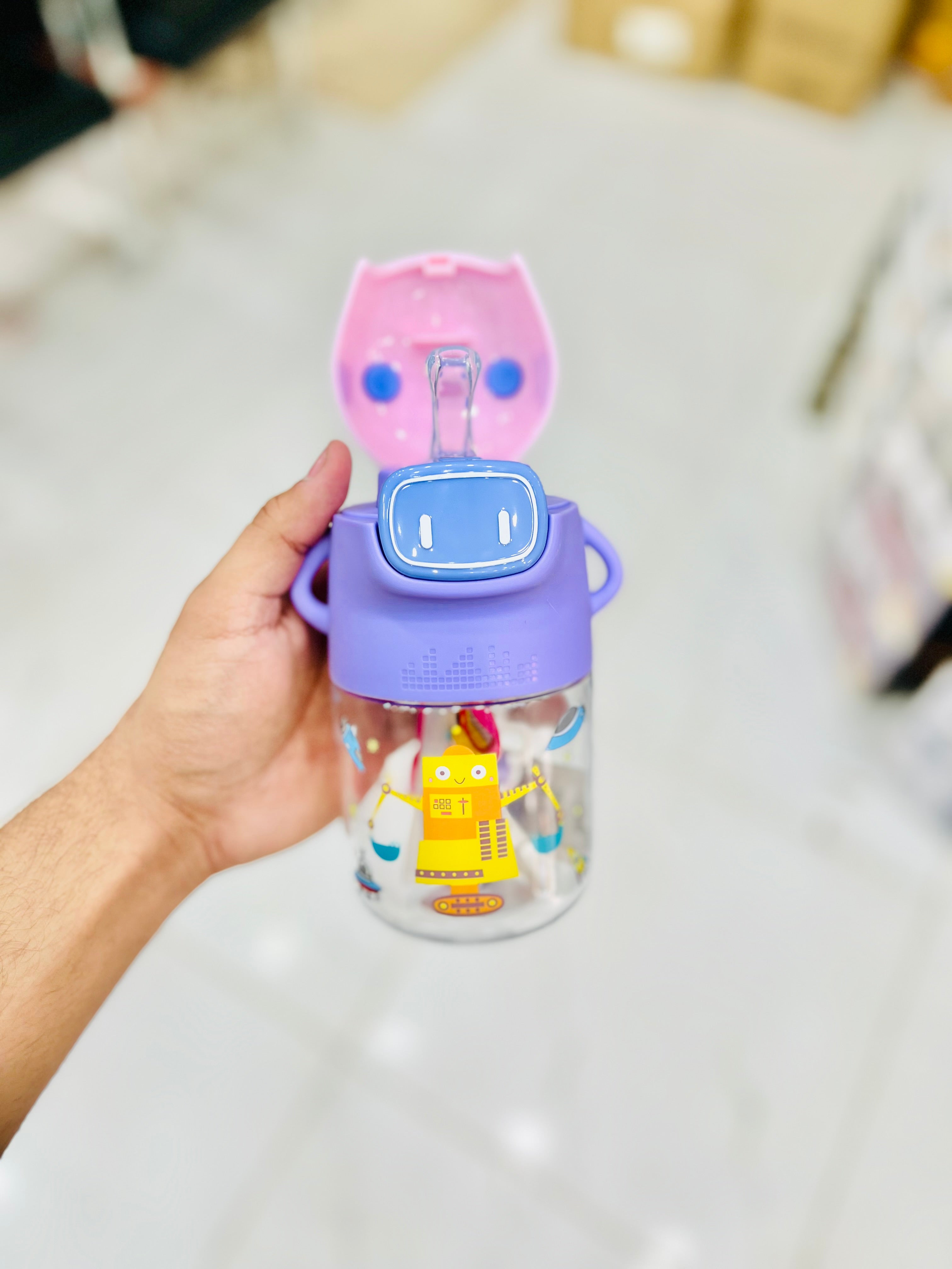Cute Robot-themed Kid’s Water Bottle