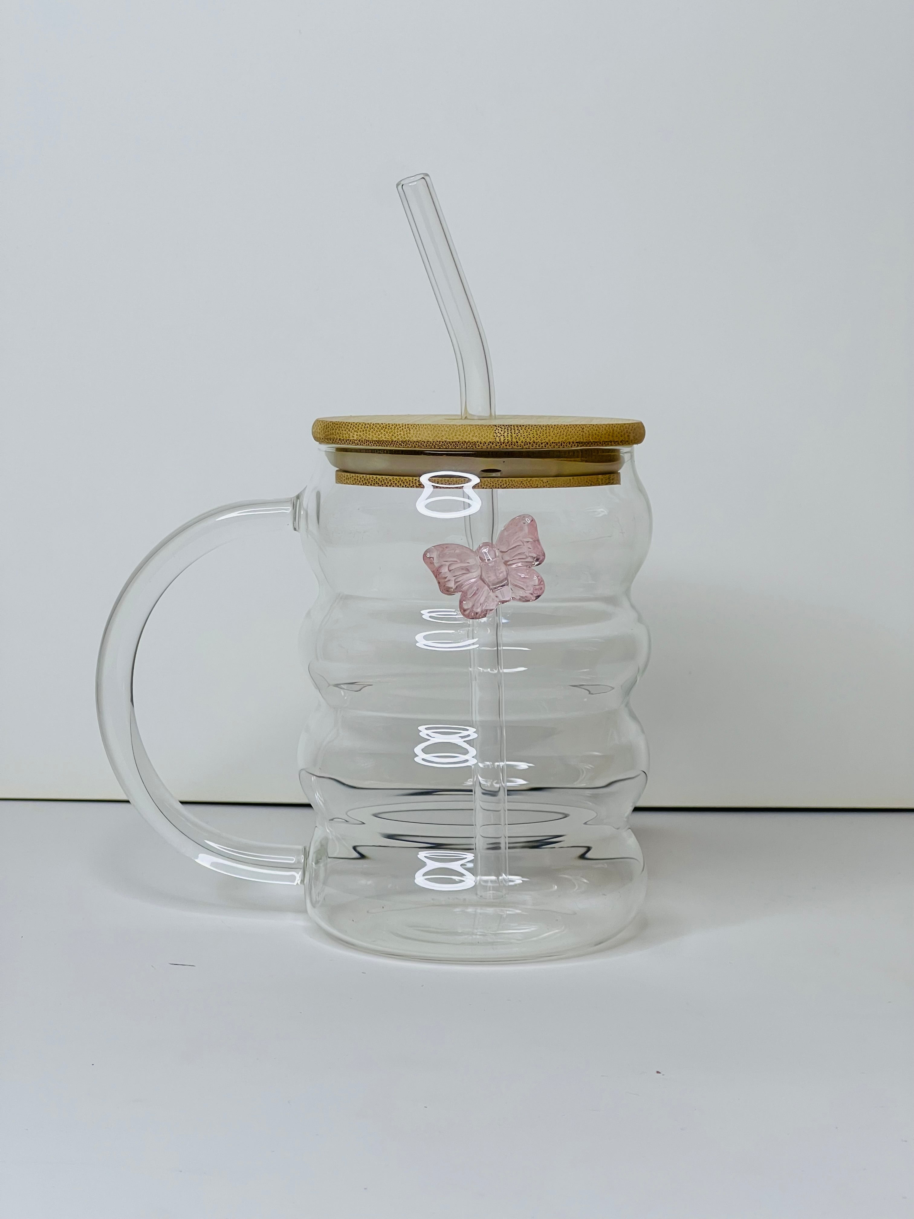 3D Butterfly Charm Glass Coffee Mug
