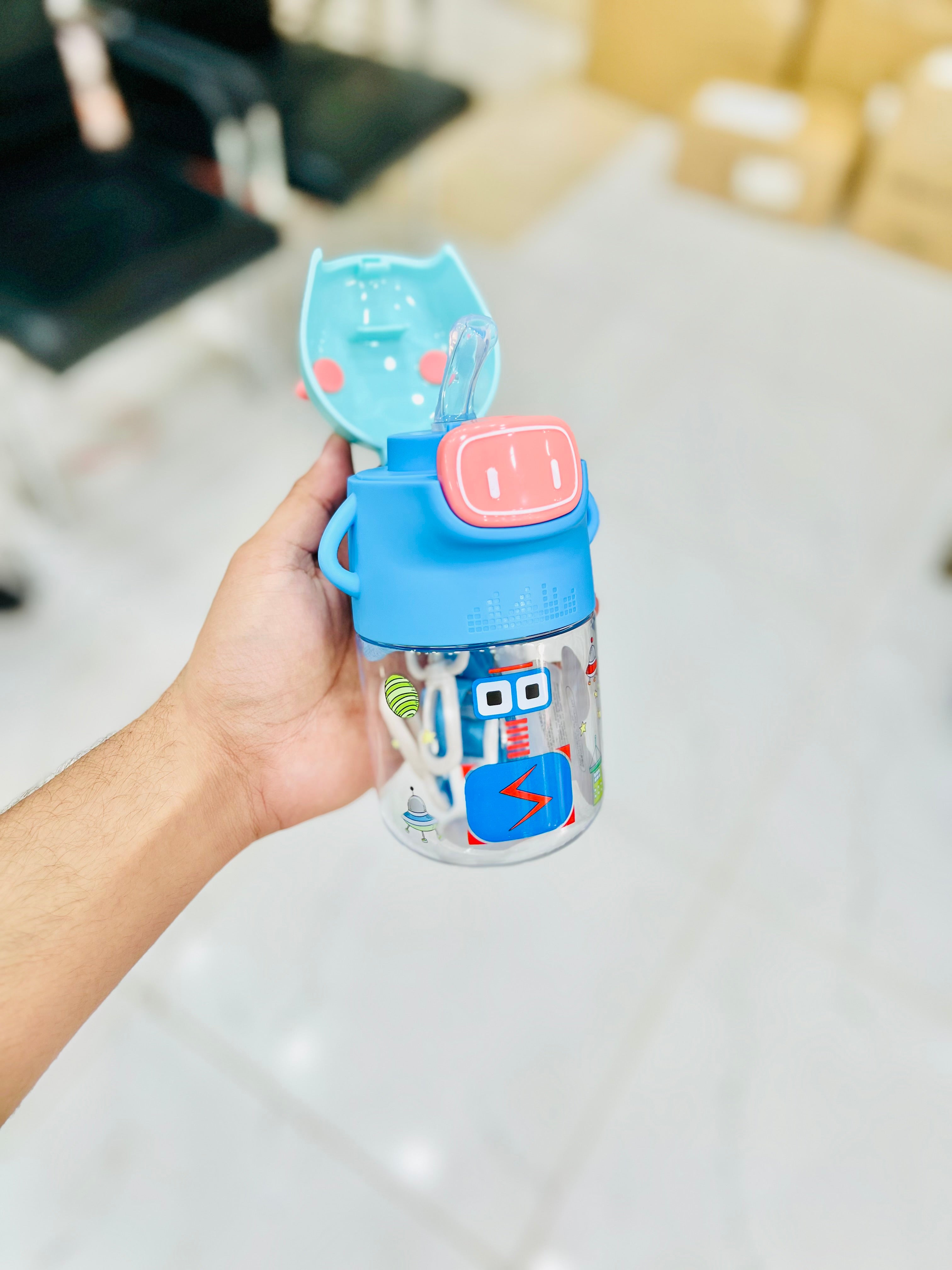 Cute Robot-themed Kid’s Water Bottle