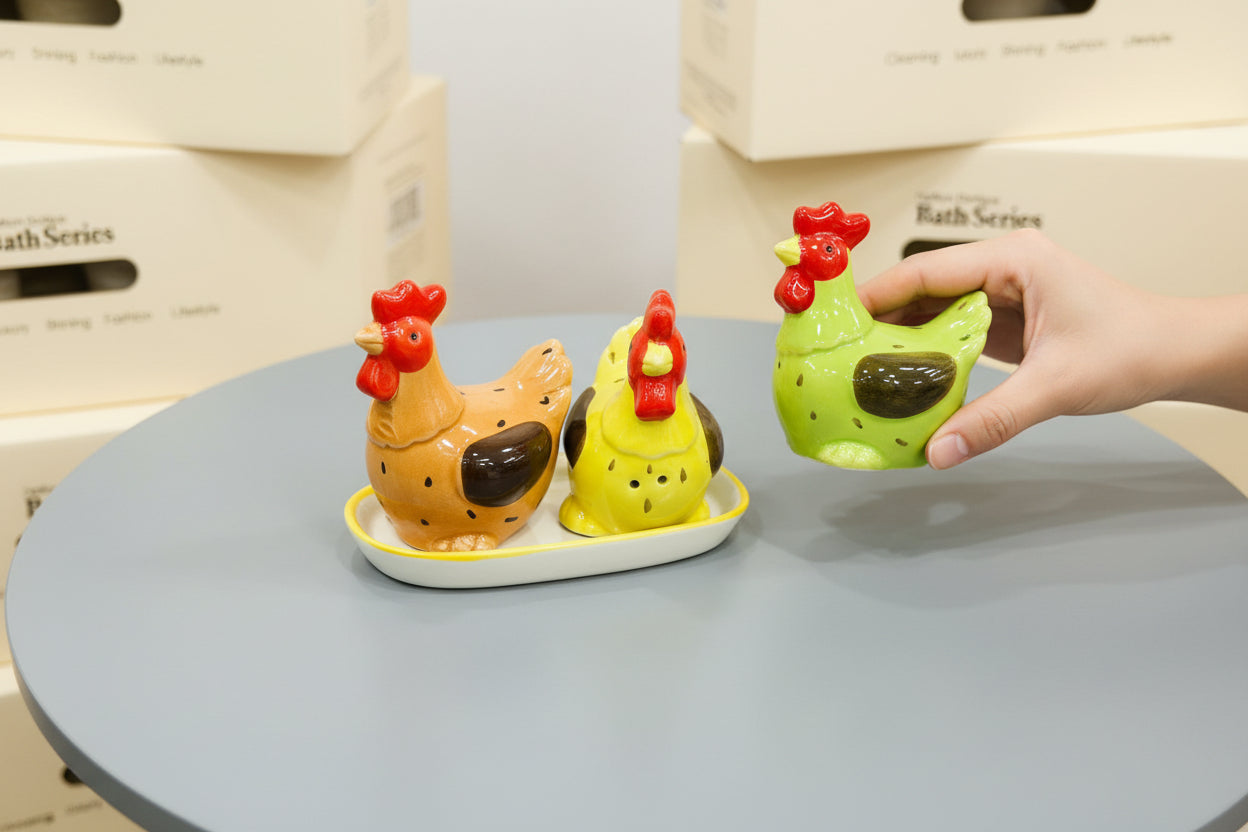 Ceramic Salt & Pepper Shakers Chicken Style