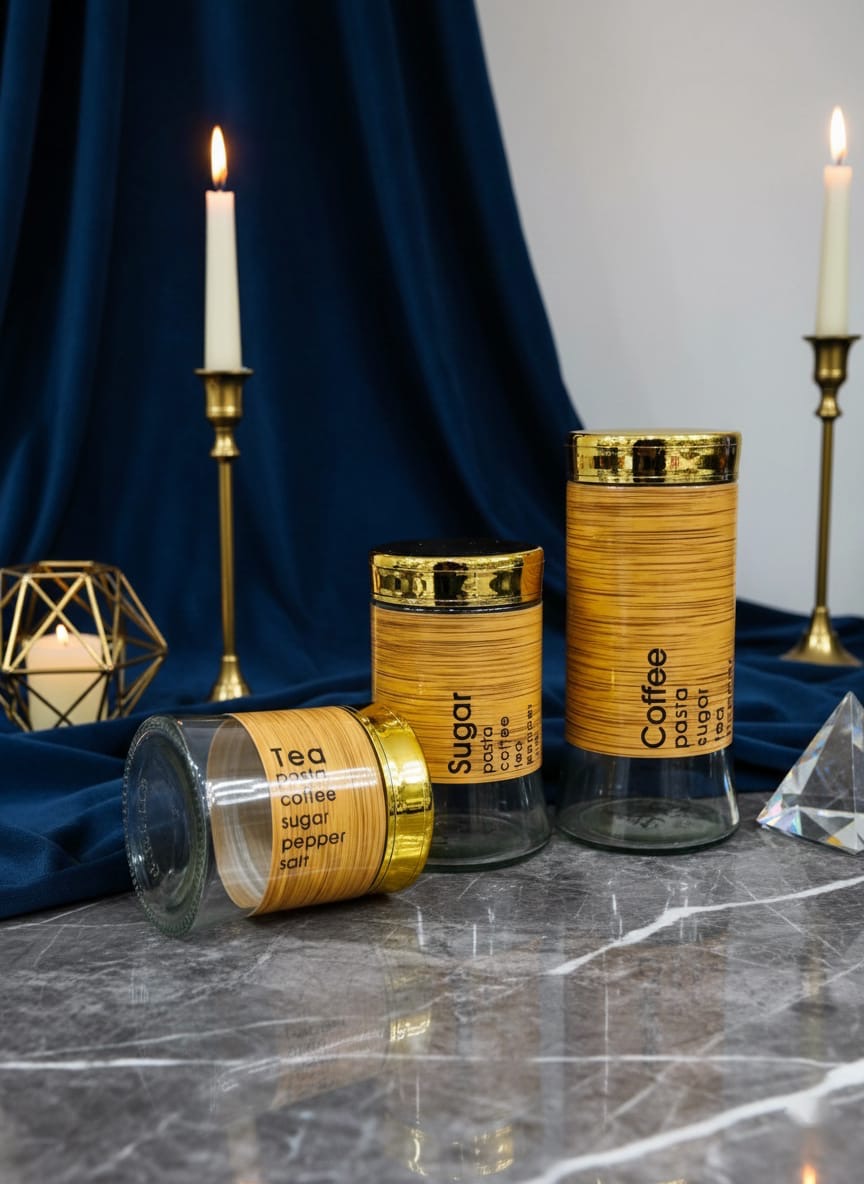 Glass Storage Jars 3 Pcs