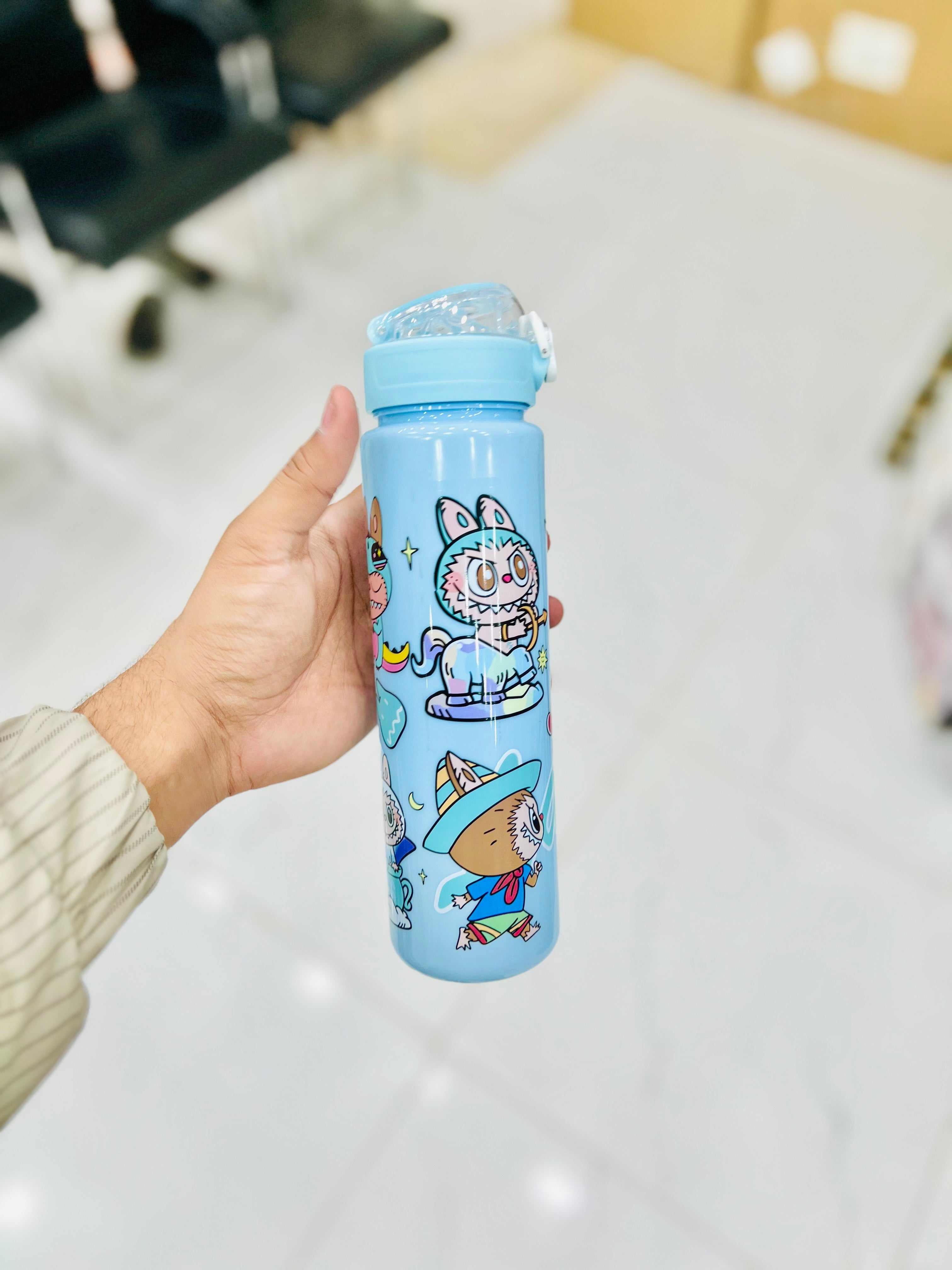 Labubu Character Kids Water Bottle ( Light Blue )