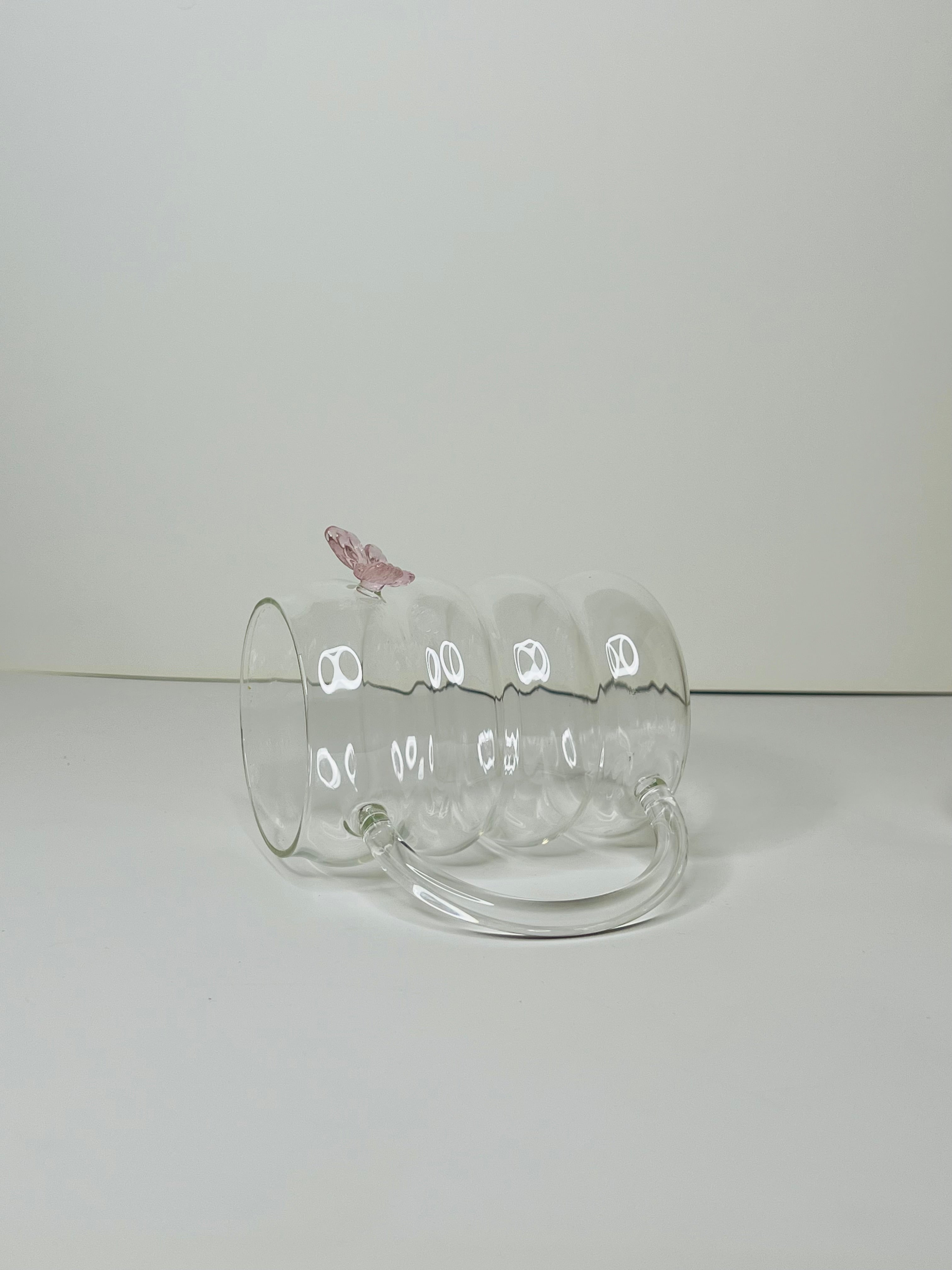 3D Butterfly Charm Glass Coffee Mug
