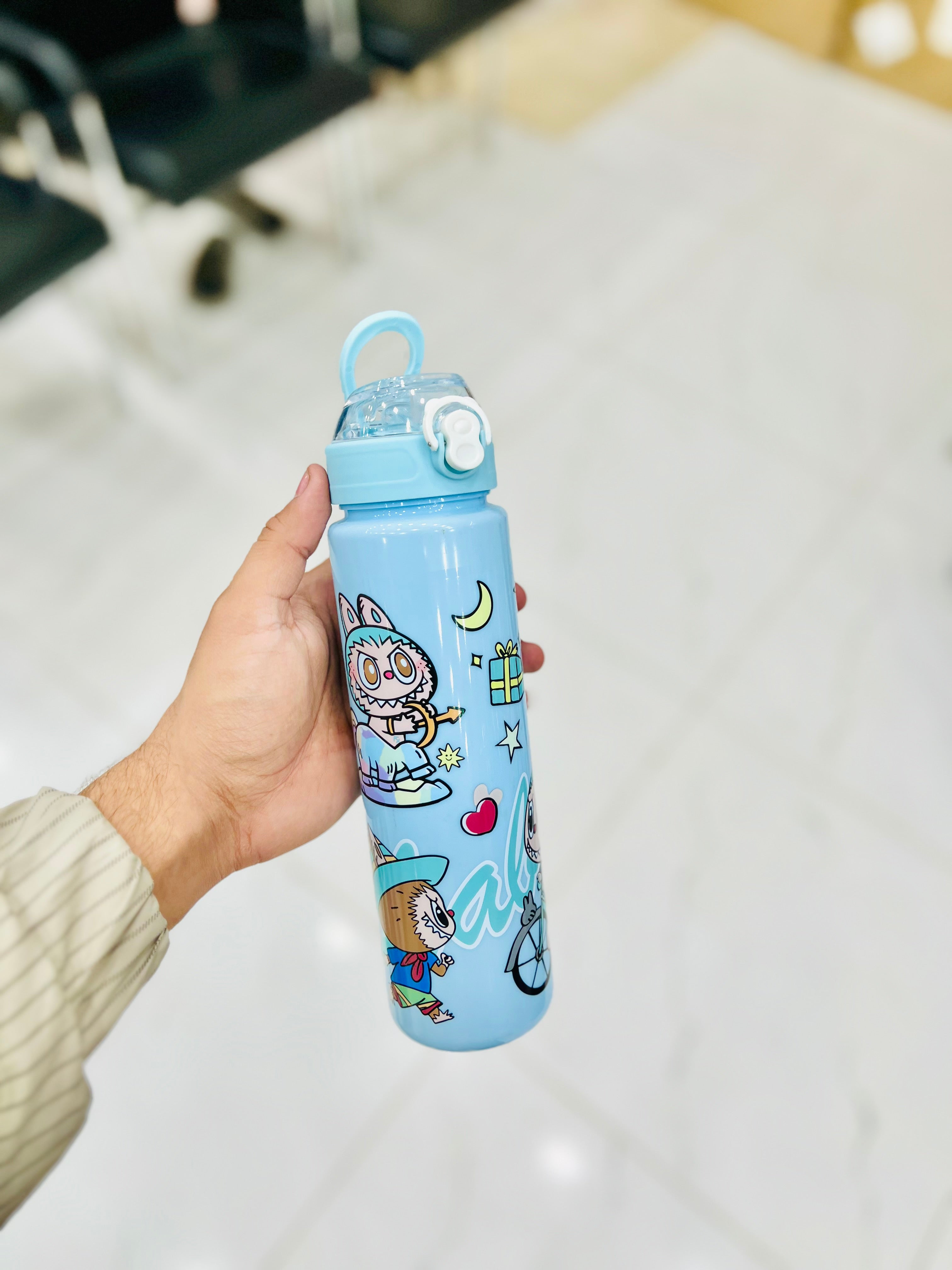 Labubu Character Kids Water Bottle ( Light Blue )
