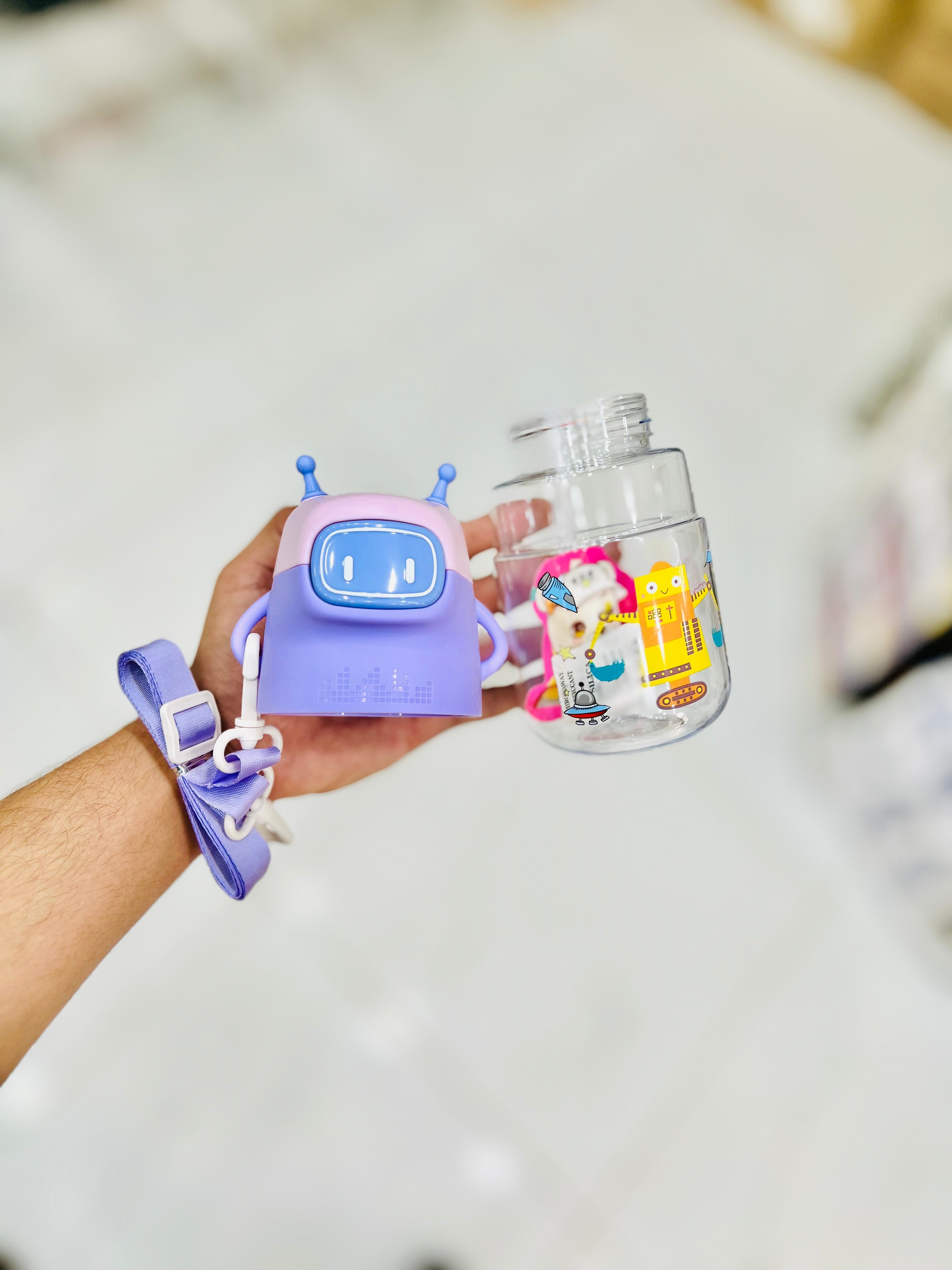 Cute Robot-themed Kid’s Water Bottle