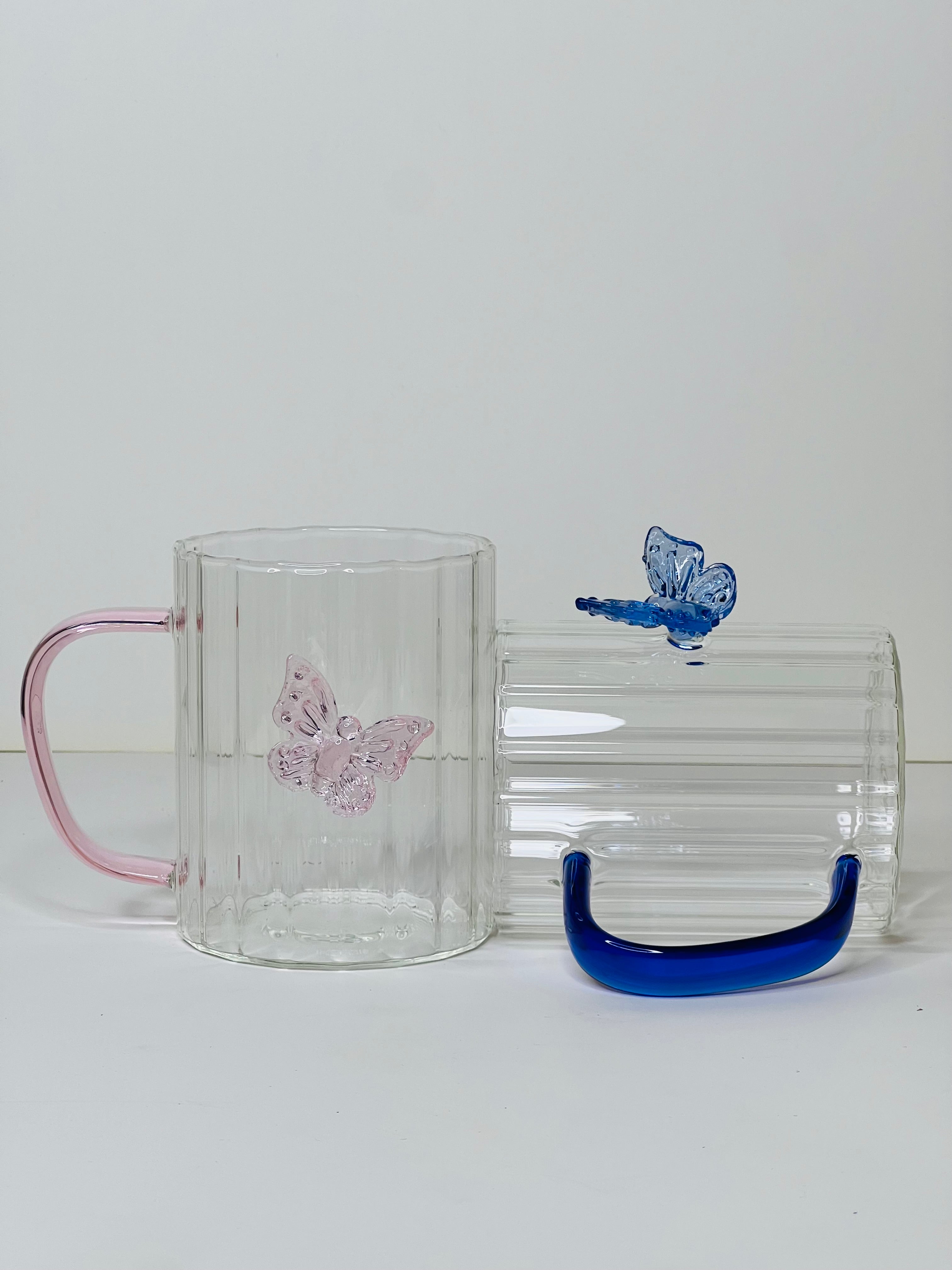Borosilicate Glass Mug With 3D Butterfly Charm