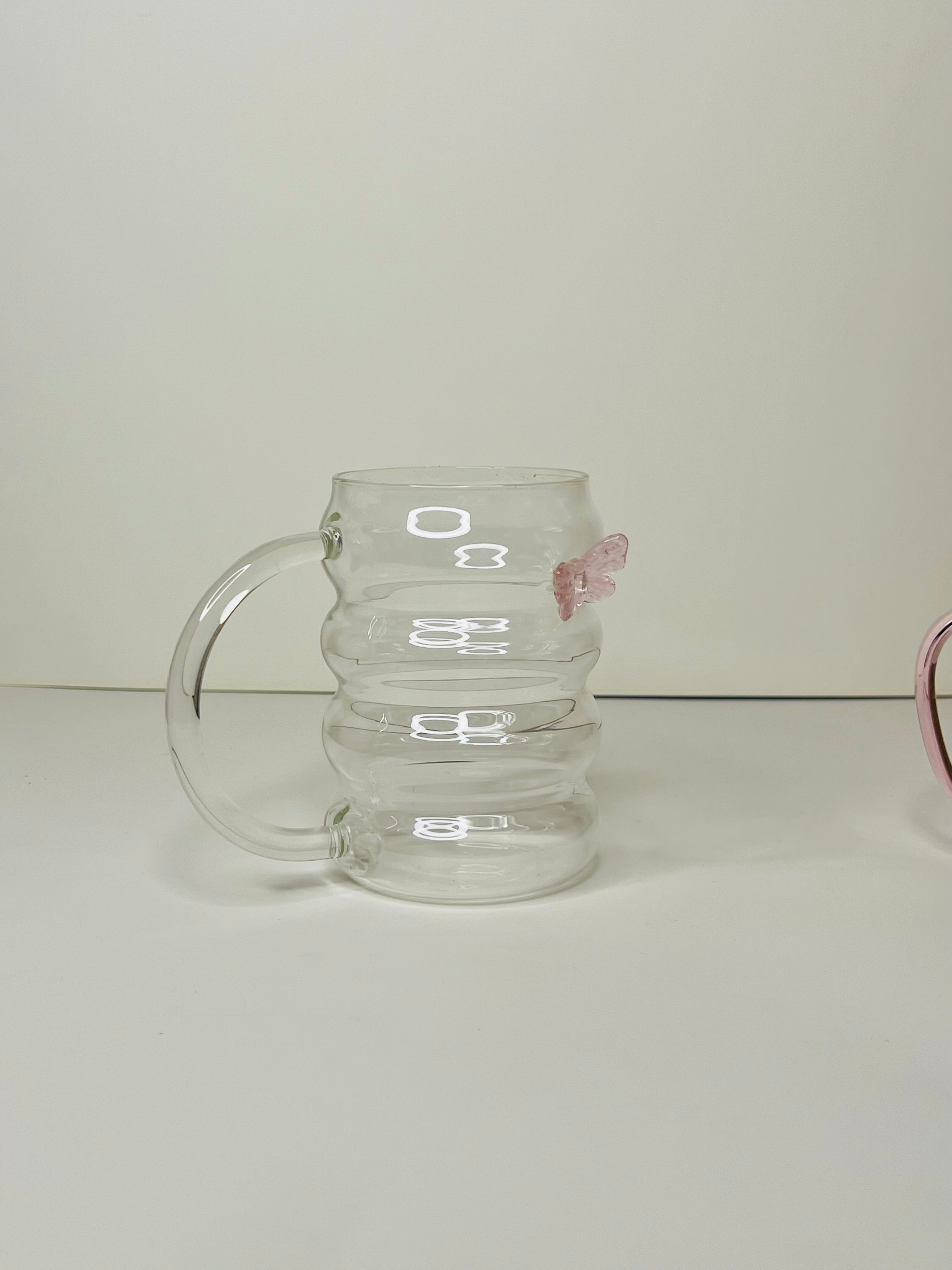 3D Butterfly Charm Glass Coffee Mug