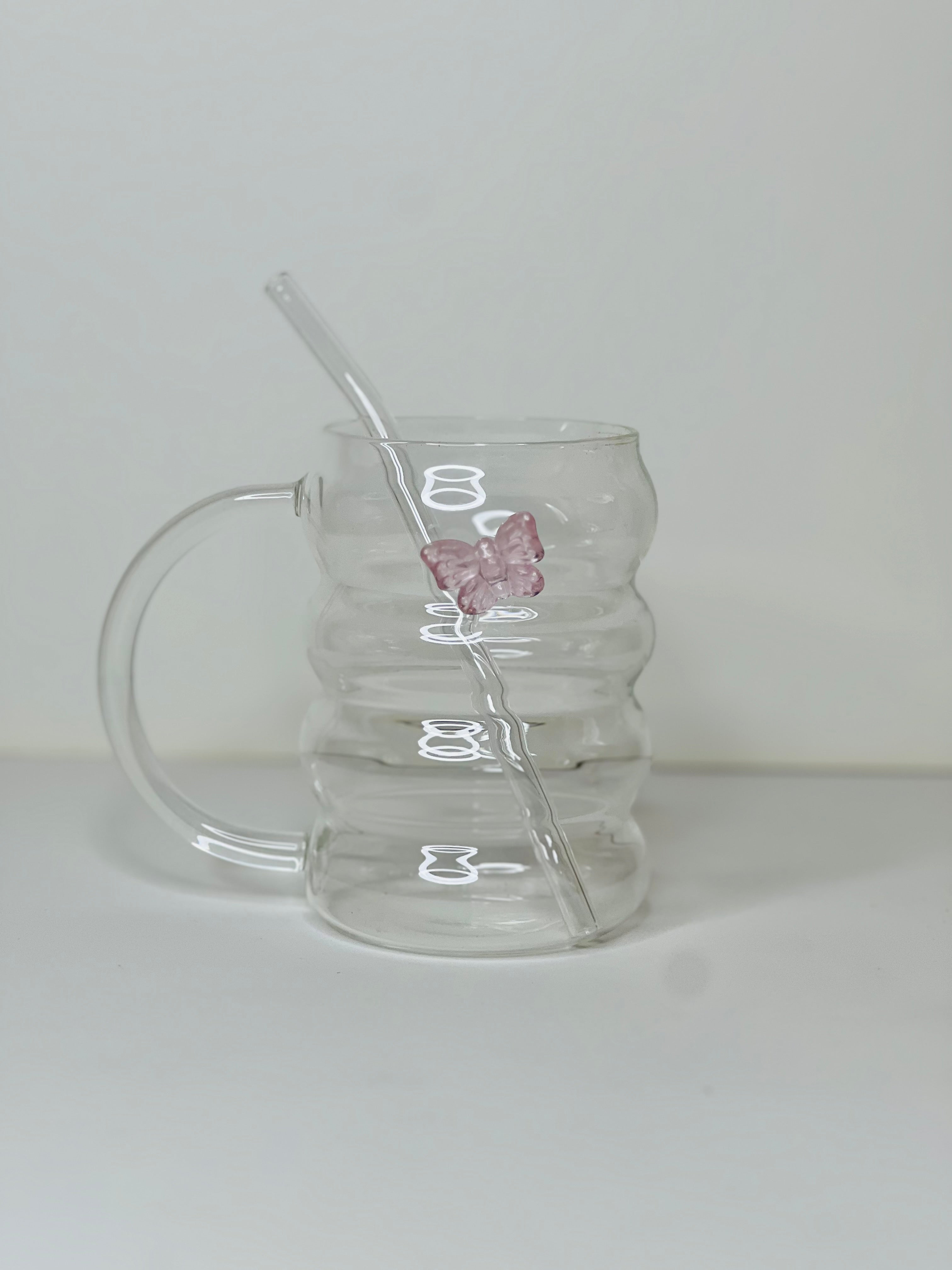 3D Butterfly Charm Glass Coffee Mug