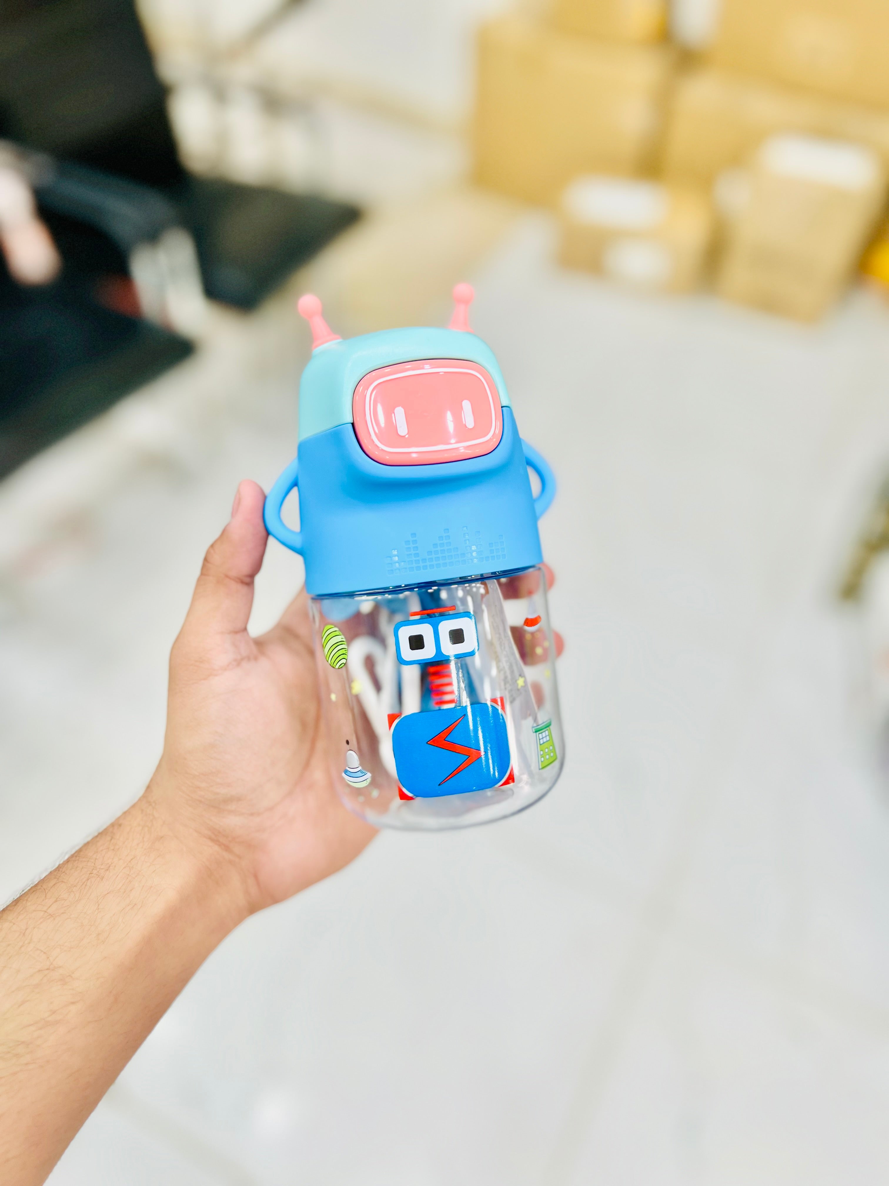 Cute Robot-themed Kid’s Water Bottle