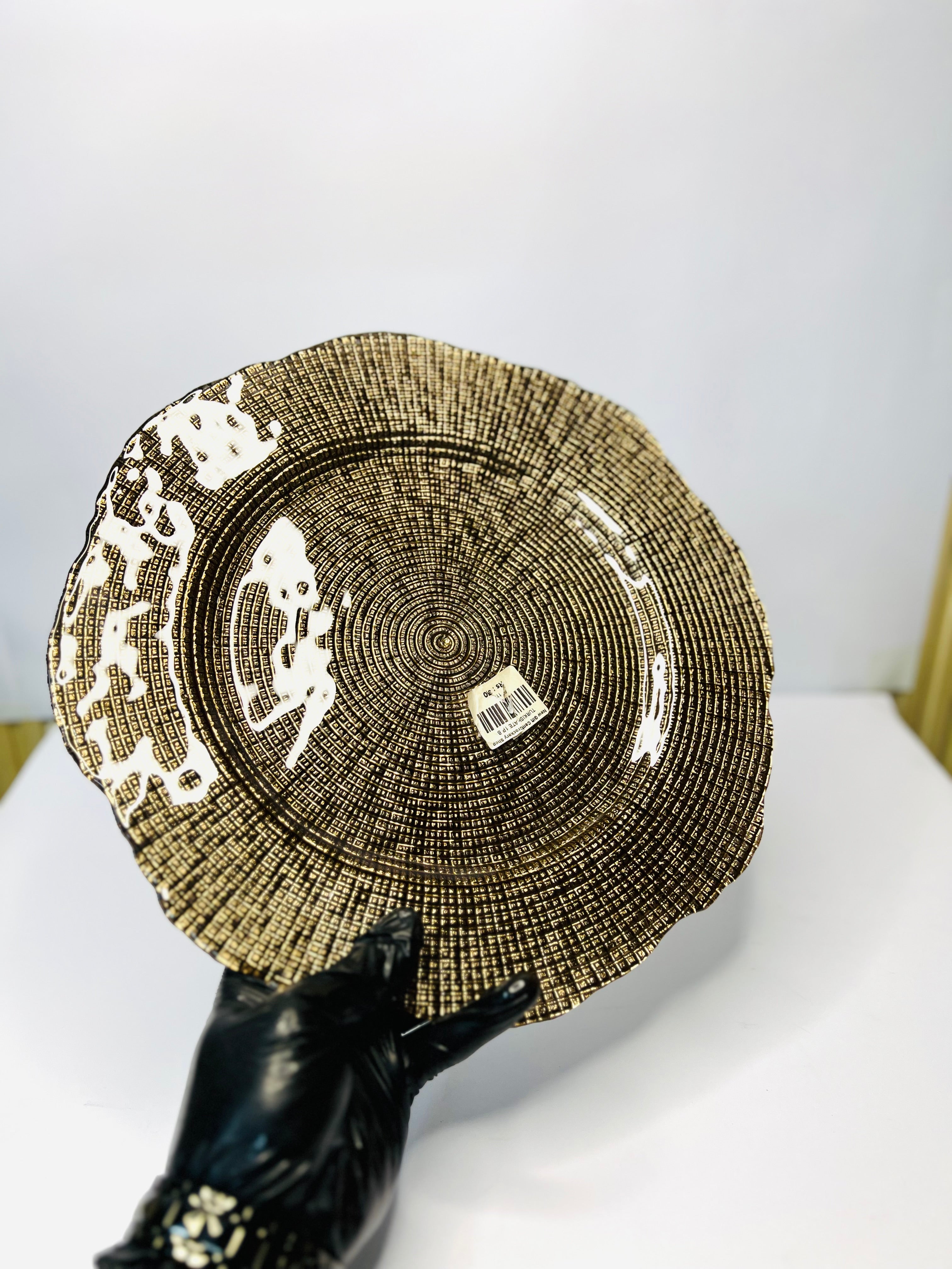 Textured Gold Glass Charger Plate