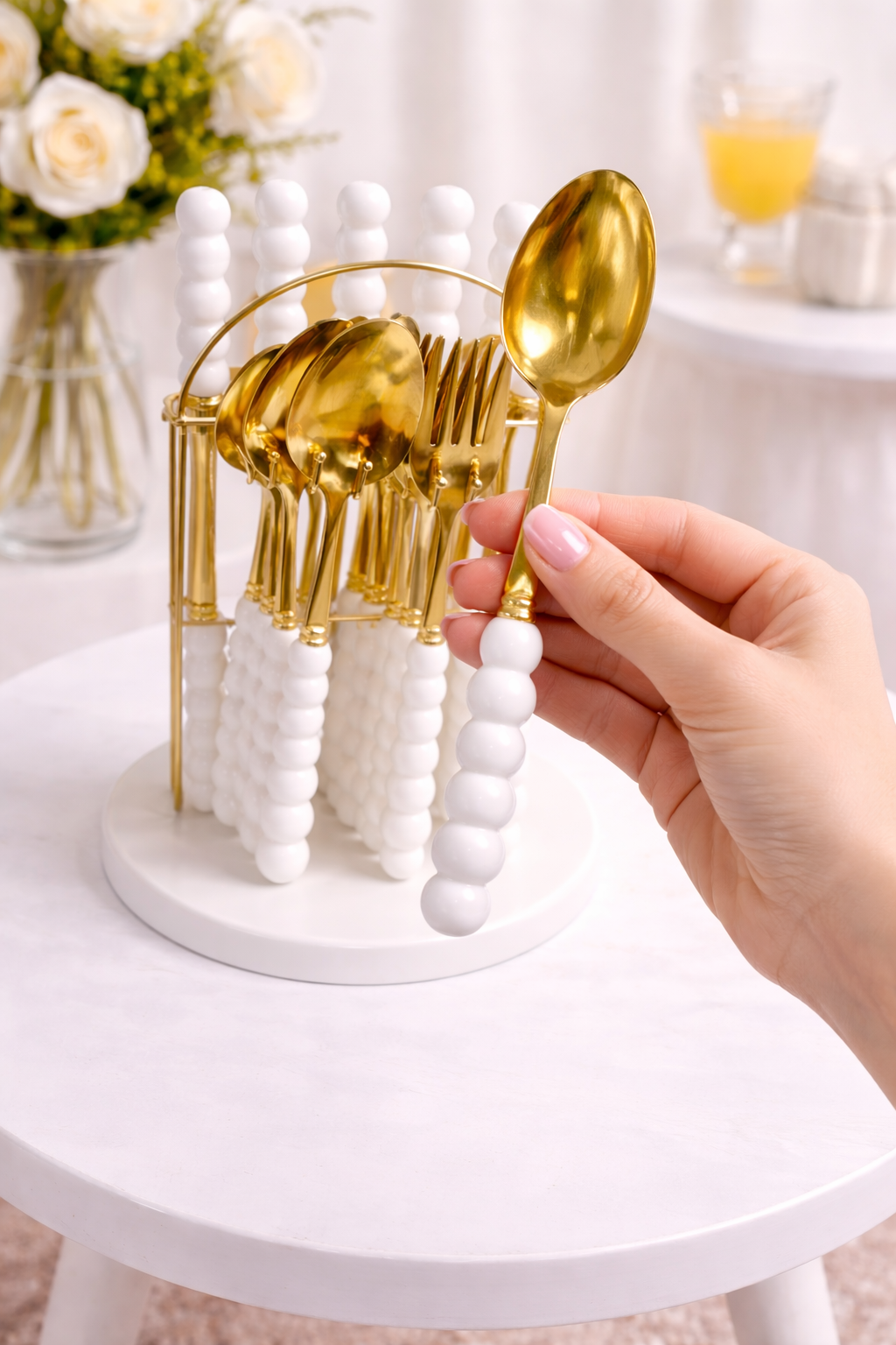 Ceramic & Stainless Steel Lid  Cutlery Set ( 24 Pcs )