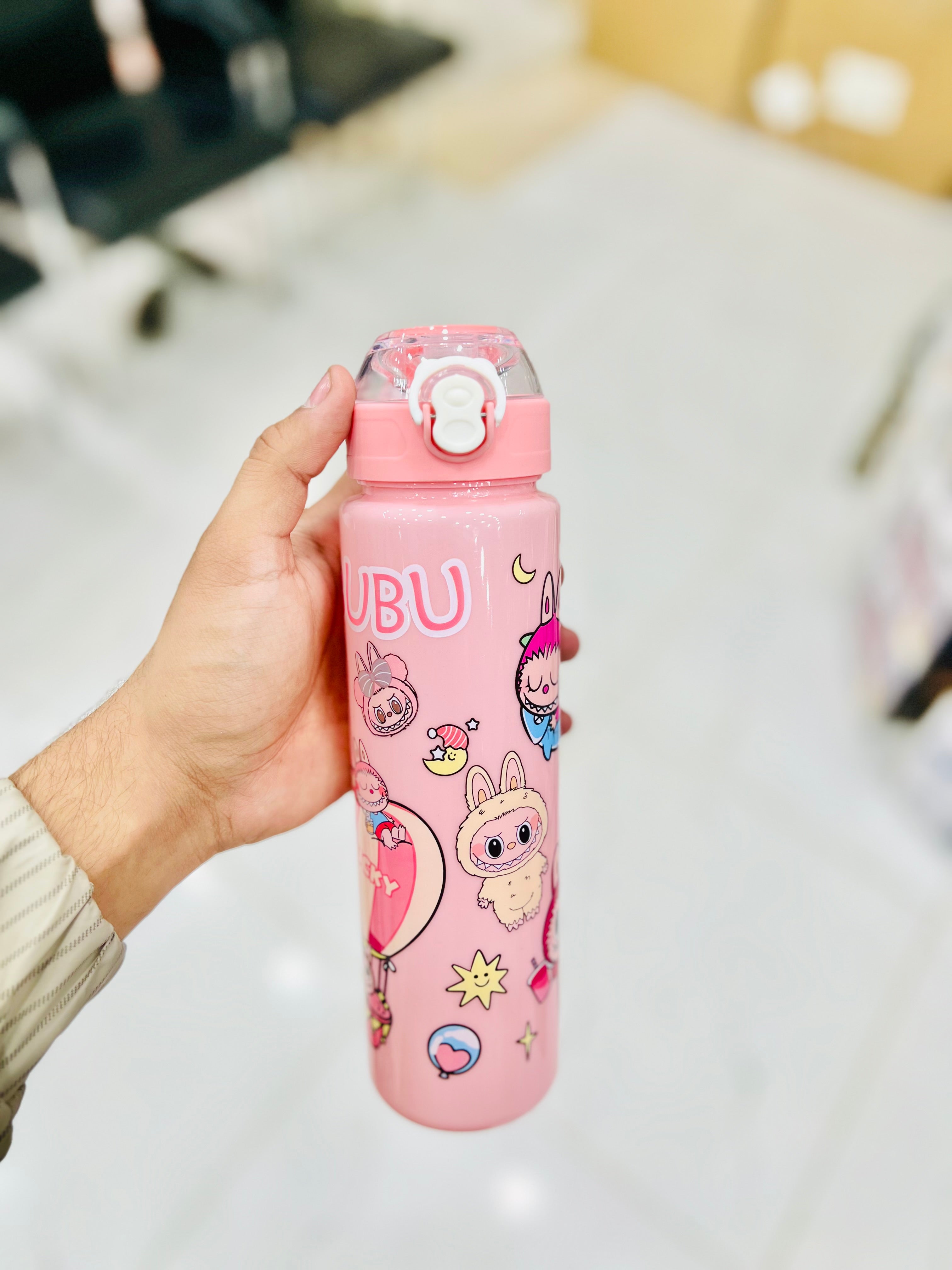 Labubu Character Kids Water Bottle ( Light Pink )