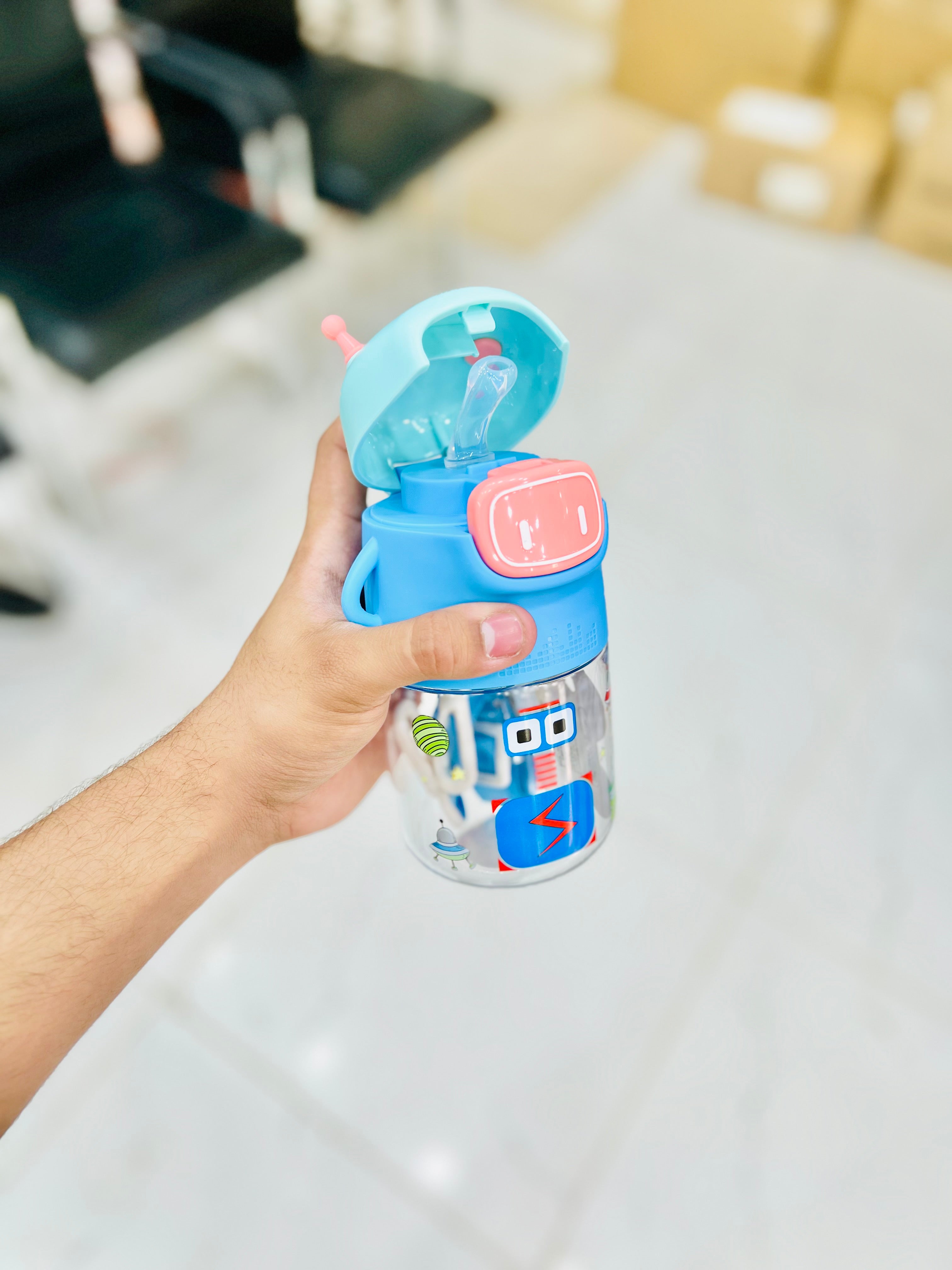 Cute Robot-themed Kid’s Water Bottle